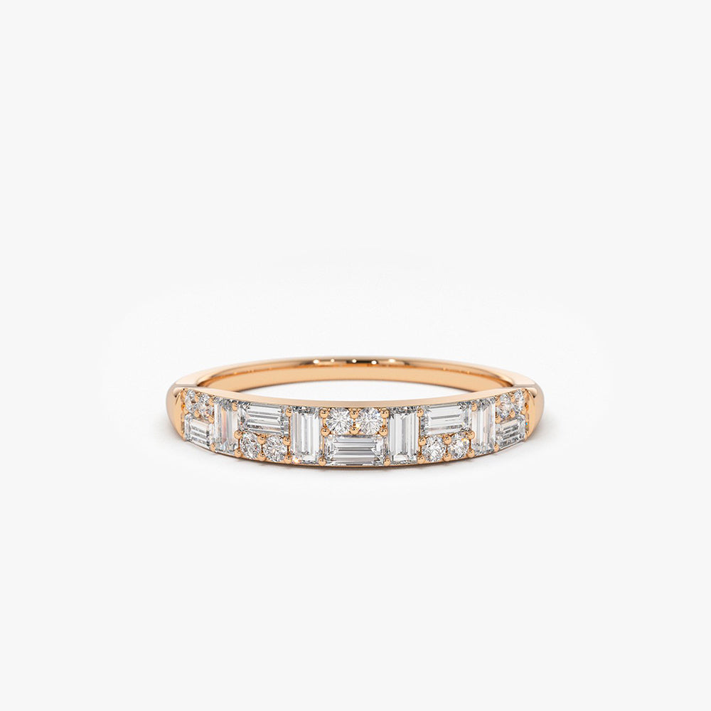 OBFJ1960 - Baguette Diamond Stacking Ring ring in selectable metal and diamond options - Roselle Jewelry view 4