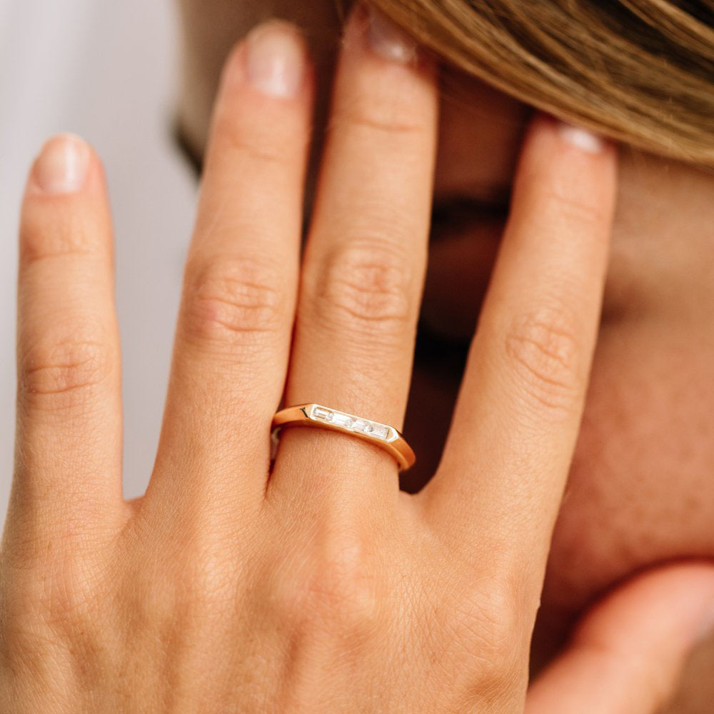 OBFJ2059 - 14k Unique Baguette Stackable Ring 2