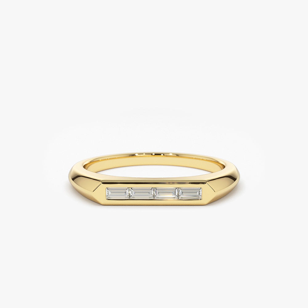 OBFJ2059 - 14k Unique Baguette Stackable Ring 1