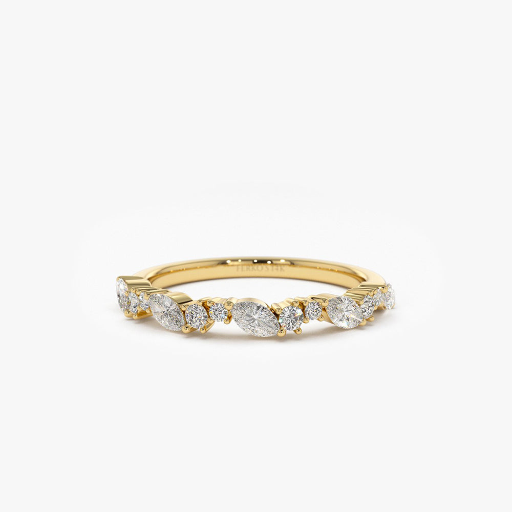 OBFJ1953 - 14k Marquise Cluster Stackable Wedding Ring 1
