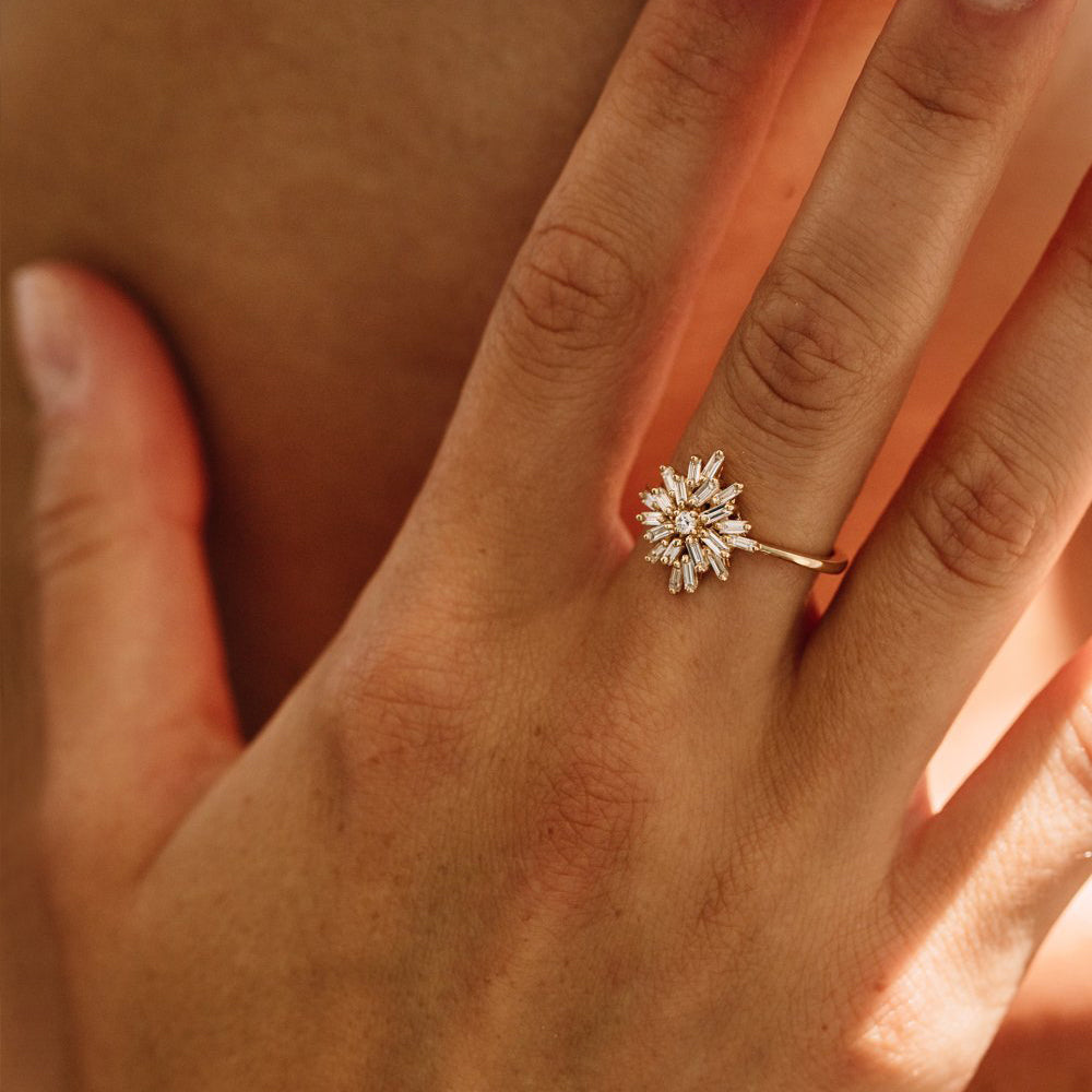 OBFJ1972 - 14K Ballerina Baguette Diamond Cluster Ring 4