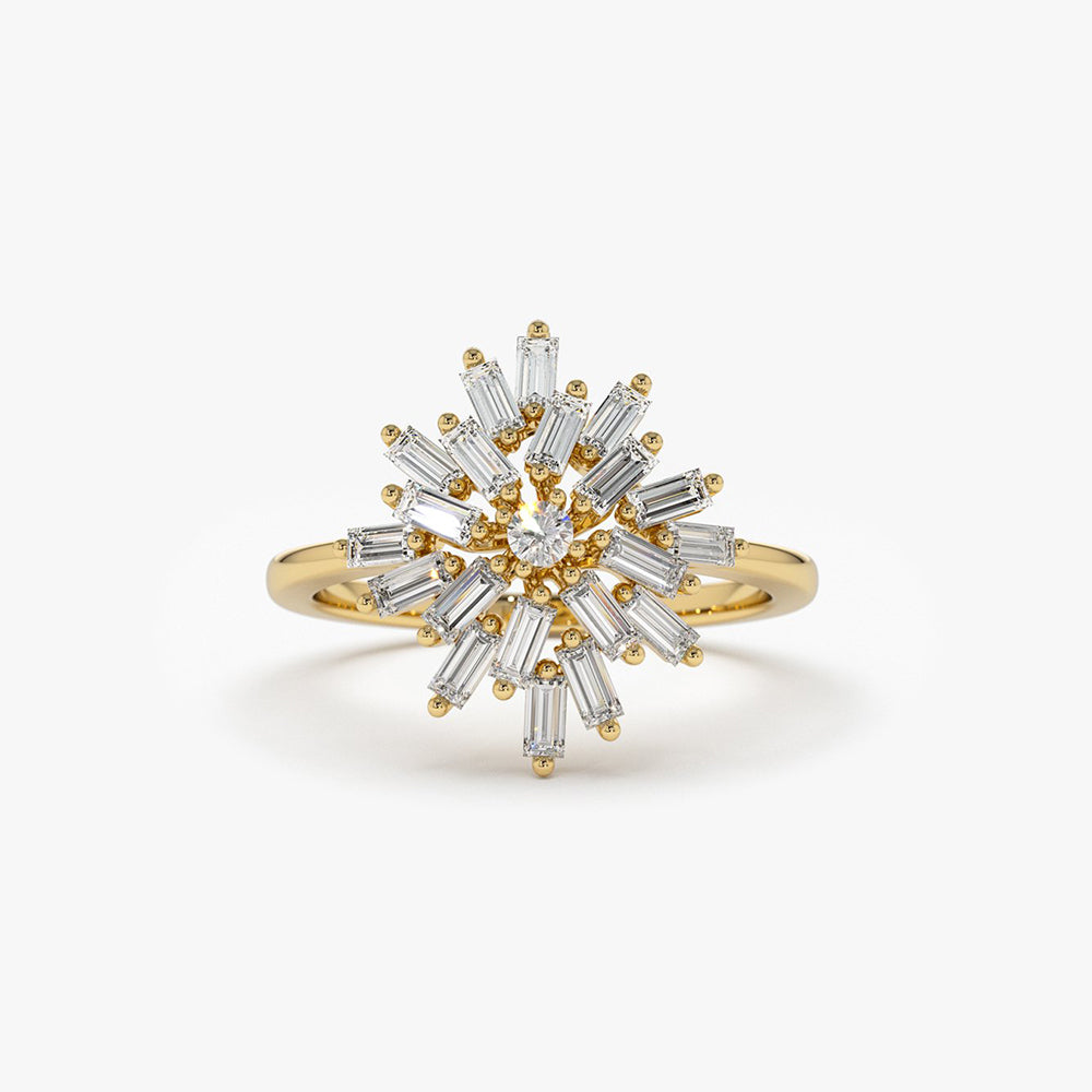 OBFJ1972 - 14K Ballerina Baguette Diamond Cluster Ring 8