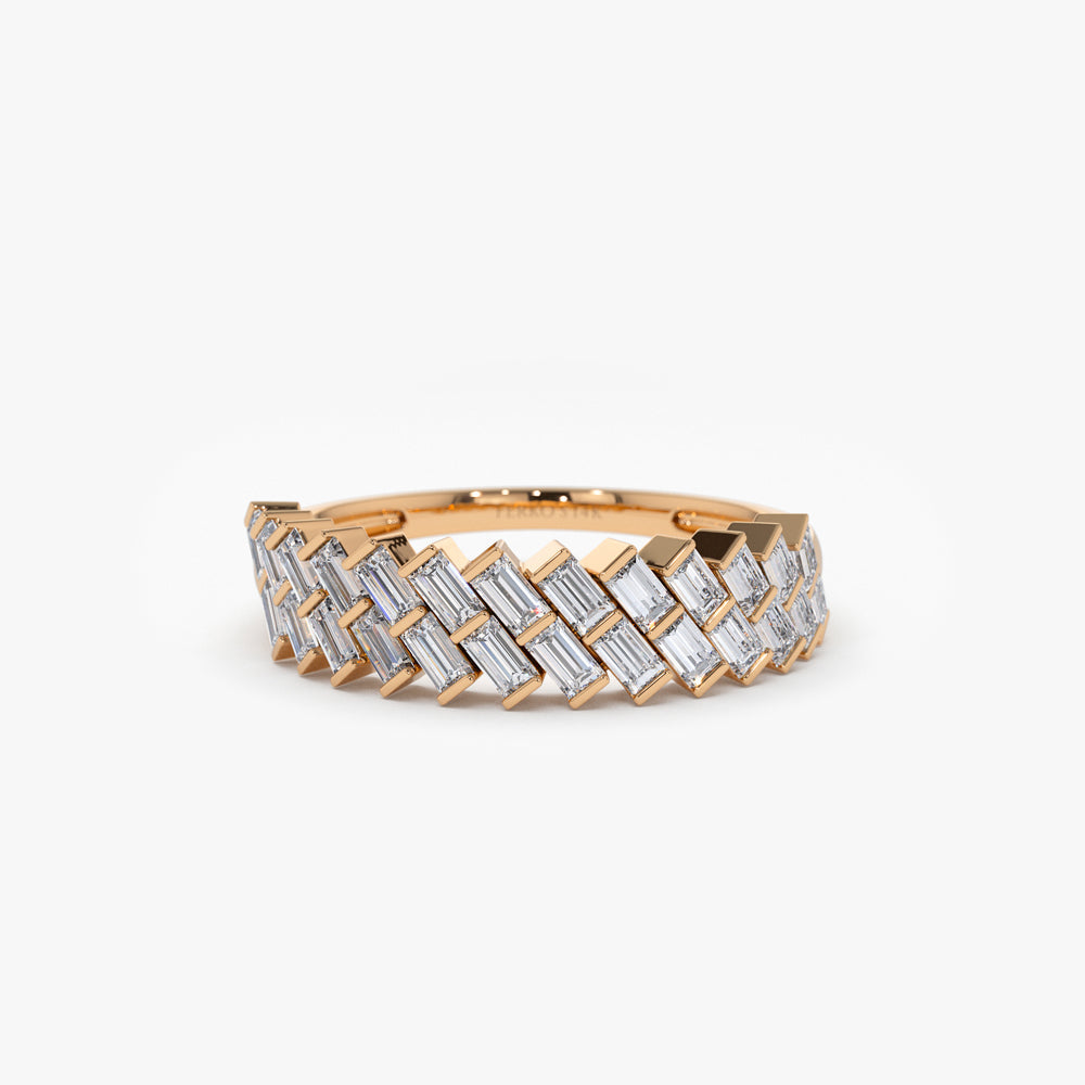 OBFJ1558 - 14k Double Row Diagonal Baguette Ring 5