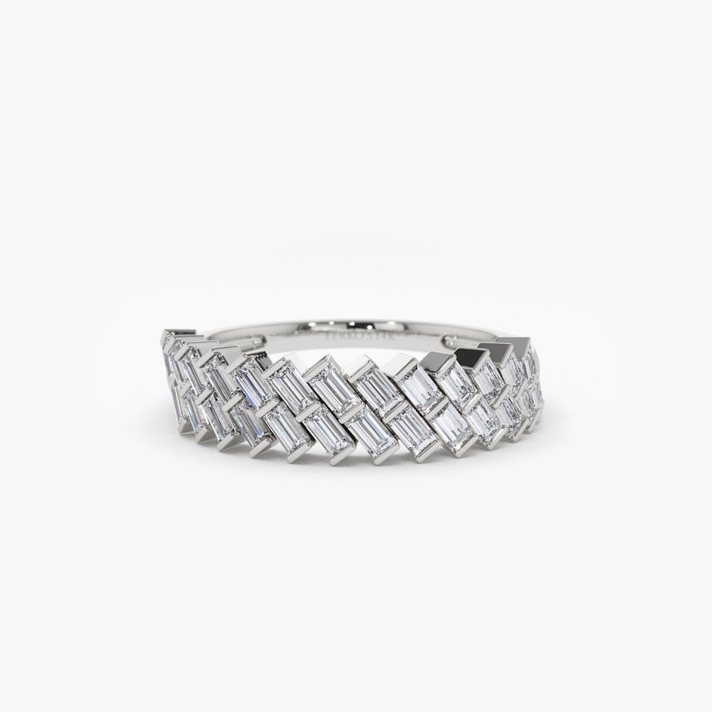 OBFJ1558 - 14k Double Row Diagonal Baguette Ring 6