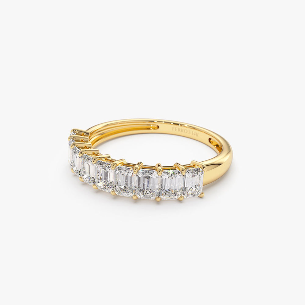 OBFJ0336 - 1.00 ctw 14k  Prong Setting Nine Stone Emerald Cut Lab Grown Diamond Wedding - Rubie 7