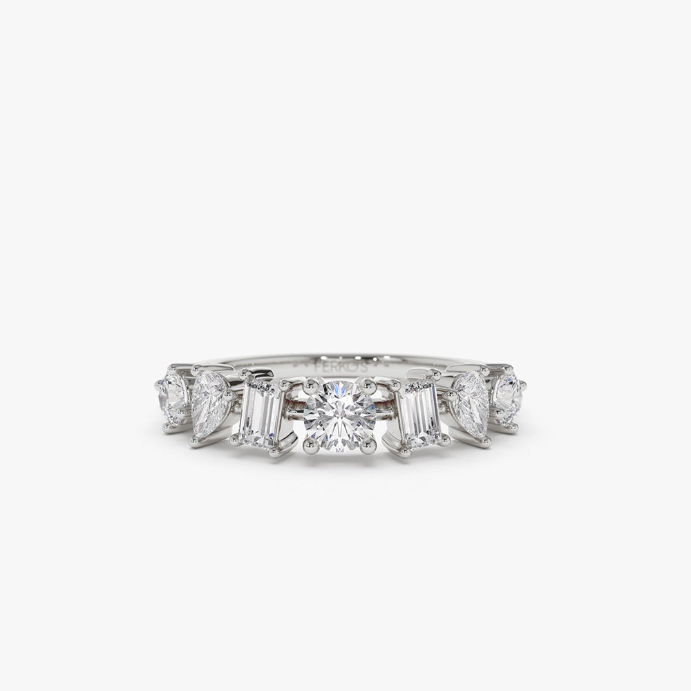 OBFJ0334 - 0.77 ctw 14k Mixed Cut Lab Grown Diamond Anniversary Ring - Holly 7