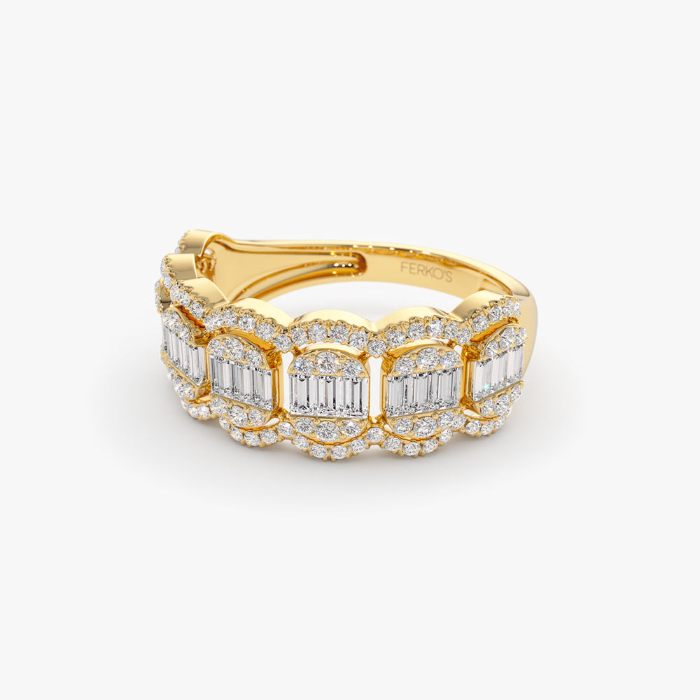 OBFJ2116 - Baguette Diamond Ring in Halo Setting ring in selectable metal and diamond options - Roselle Jewelry view 7
