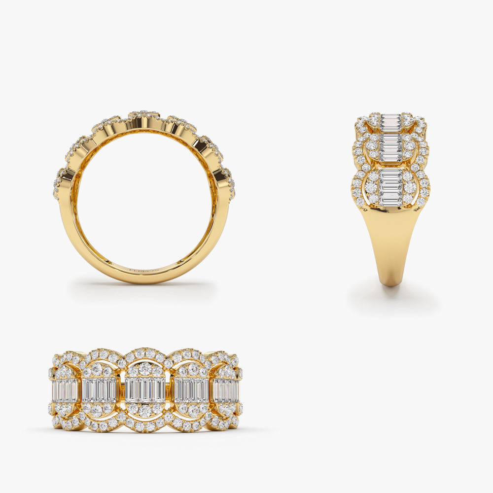OBFJ2116 - Baguette Diamond Ring in Halo Setting ring in selectable metal and diamond options - Roselle Jewelry view 8