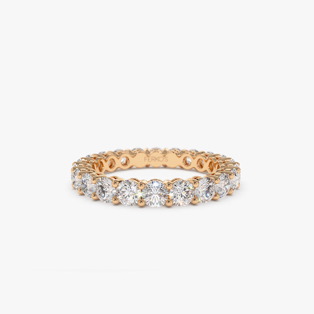 OBFJ2113 - 14k Basket Setting Full Eternity Diamond Ring 2.25ctw 7
