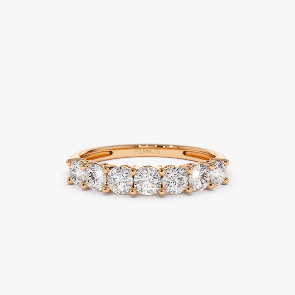 OBFJ2115 - 14k 7 Stone Basket Setting Diamond Ring 6
