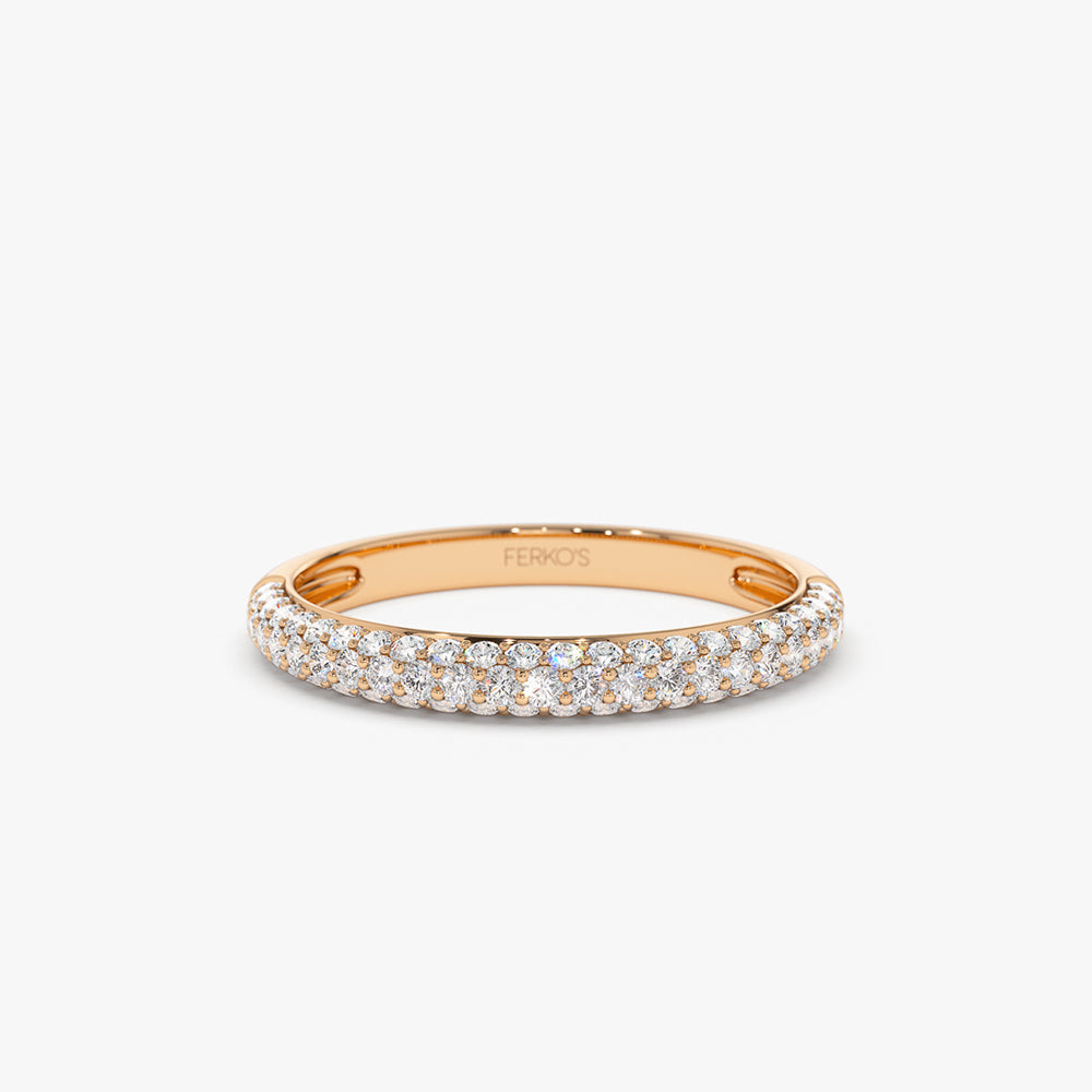 OBFJ2166 - 3 Row Half Eternity Diamond Band ring in selectable metal and diamond options - Roselle Jewelry view 7
