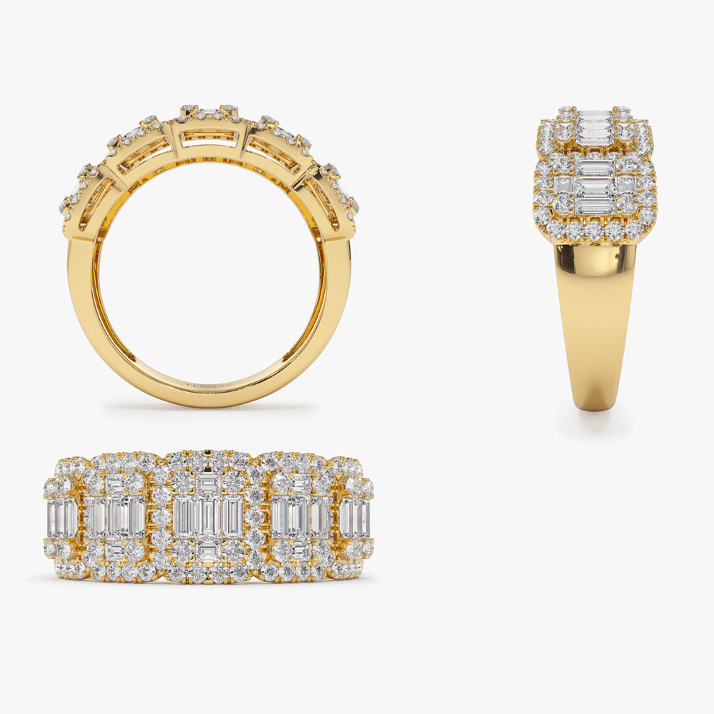 OBFJ2086 - 14k Baguette and Round Halo Diamond Ring 9