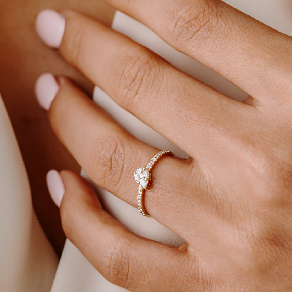 OBFJ2149 - 14k Pear Shape Illusion Setting Diamond Engagement Ring 3