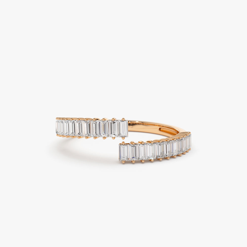 OBFJ2174 - 14k Baguette Diamond Bypass Ring 6