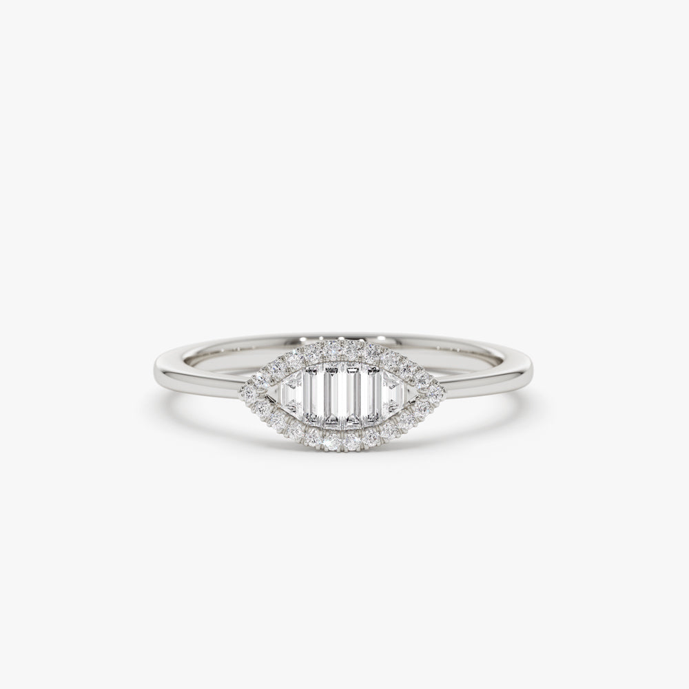 OBFJ2244 - Marquise Baguette Diamond Ring in 14K 7