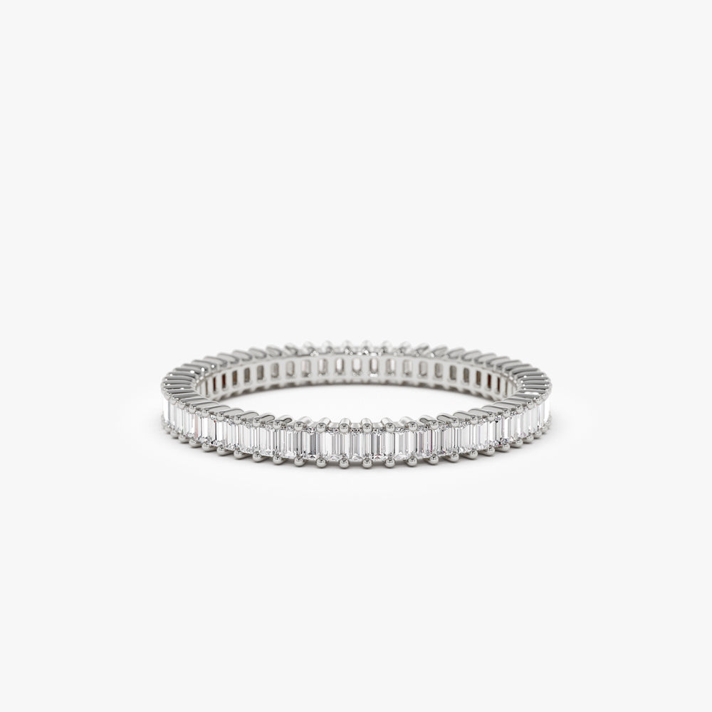 OBFJ1127 - Dainty Stackable Full Eternity Baguette Diamond Ring ring in selectable metal and diamond options - Roselle Jewelry view 7
