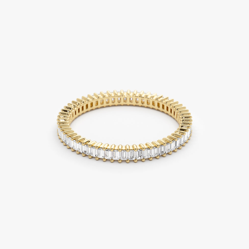 OBFJ1127 - Dainty Stackable Full Eternity Baguette Diamond Ring ring in selectable metal and diamond options - Roselle Jewelry view 8