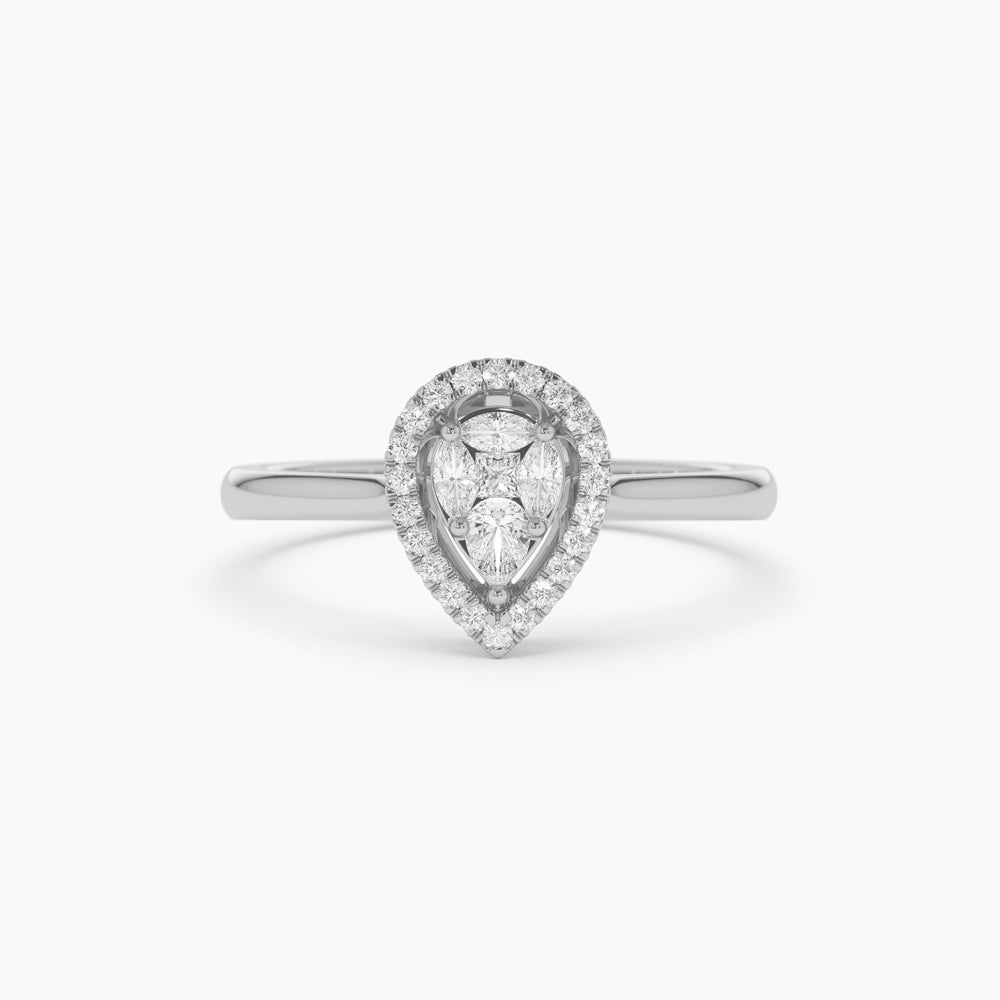 OBFJ2242 - Illusion Set Pear Shape Engagement Ring in 14k 7