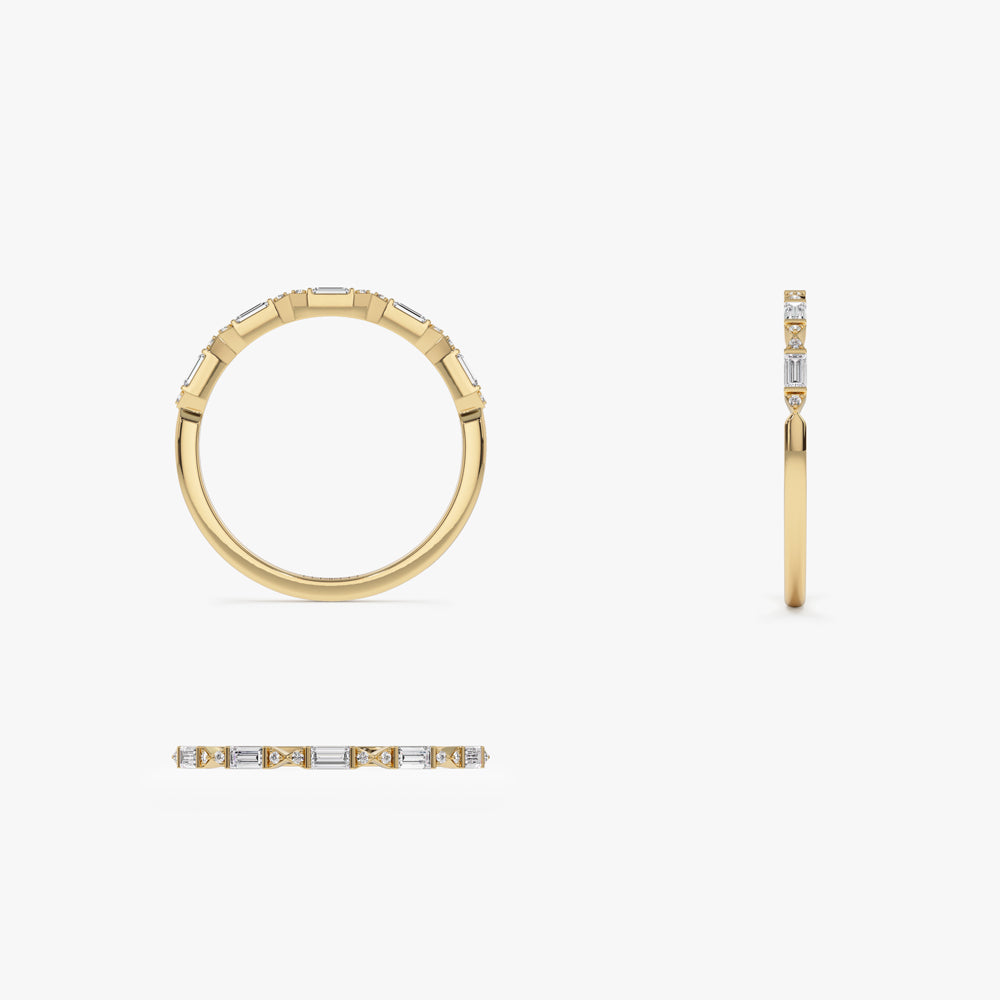OBFJ1559 - 14k Stackable Dainty Baguette Diamond Ring 8