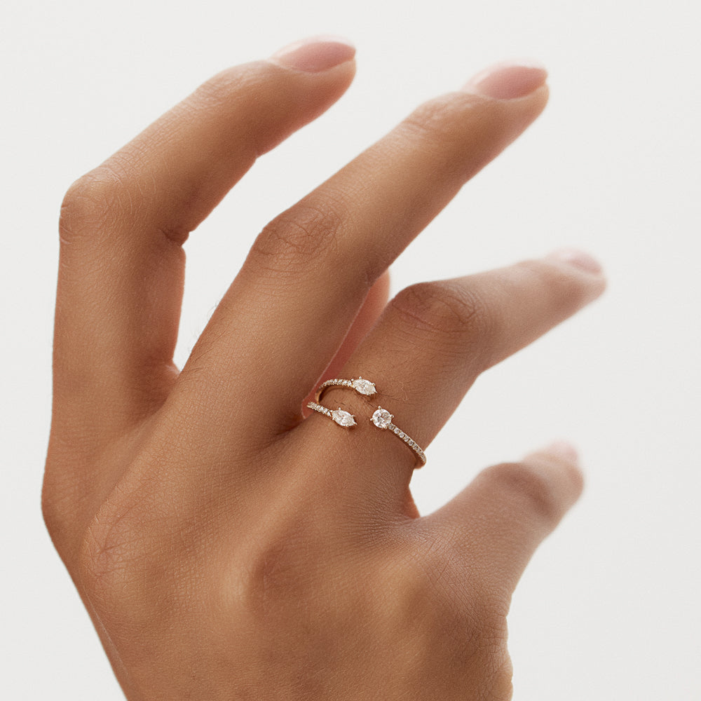 OBFJ1437 - 14k Open Design Marquise Diamond Claw Ring 4