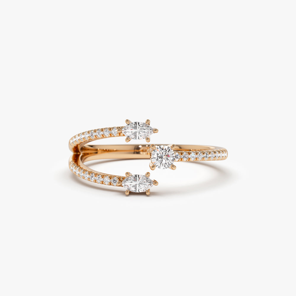 OBFJ1437 - 14k Open Design Marquise Diamond Claw Ring 6