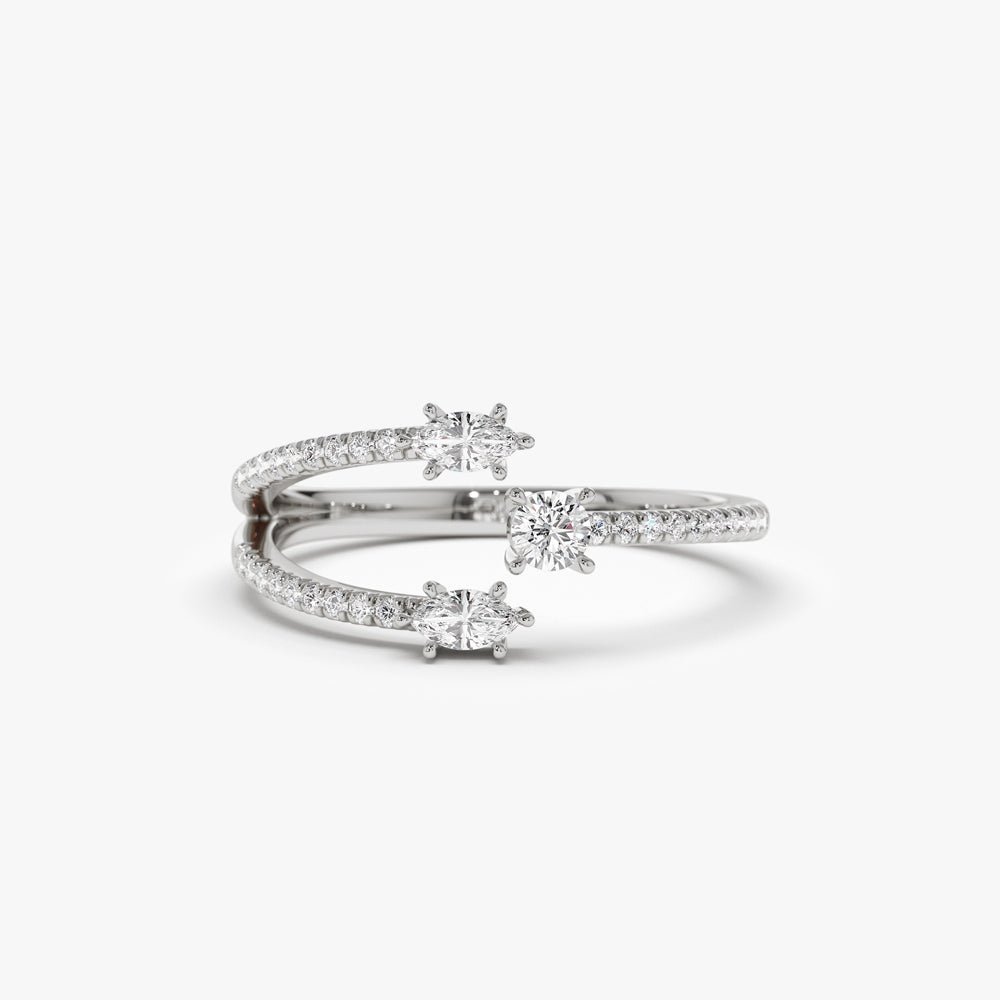 OBFJ1437 - 14k Open Design Marquise Diamond Claw Ring 7