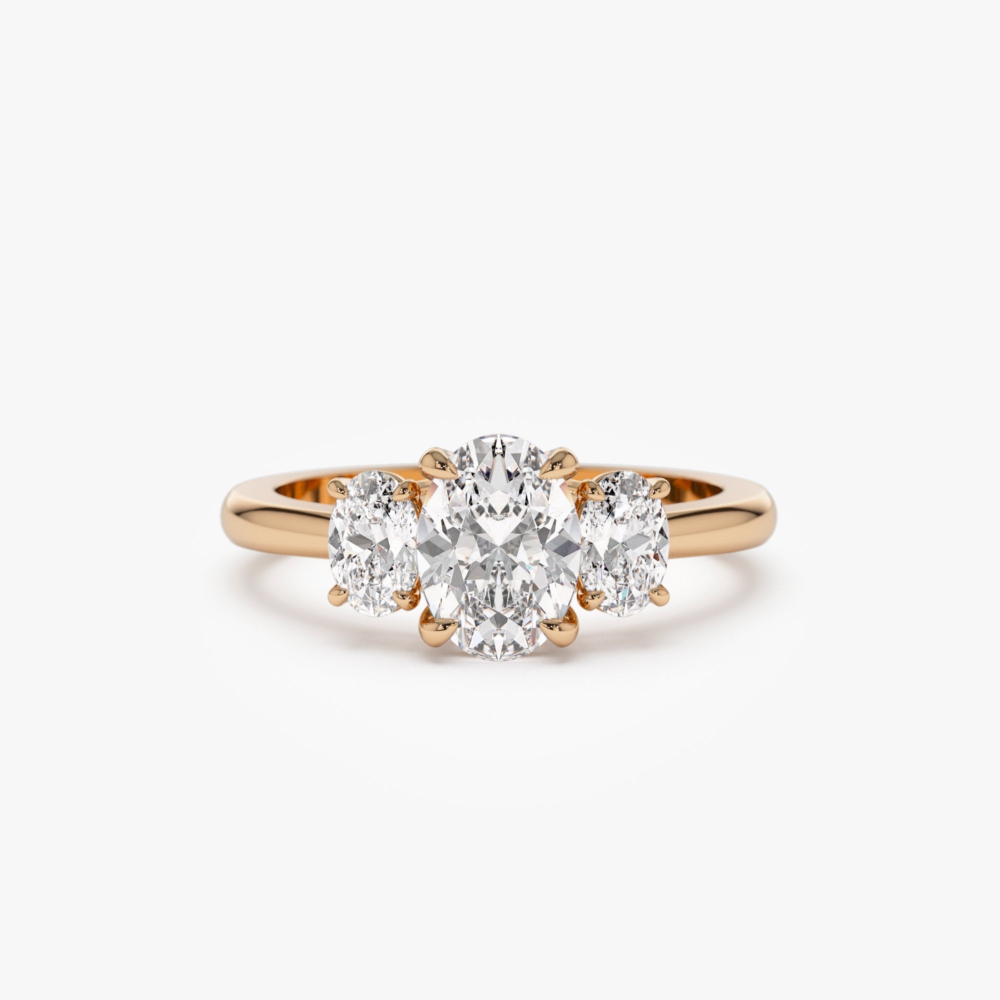 OBFJ1403 - 1.50 ctw 14k Oval Shape Lab Grown Diamond Three Stone Engagement Ring - Serena 6