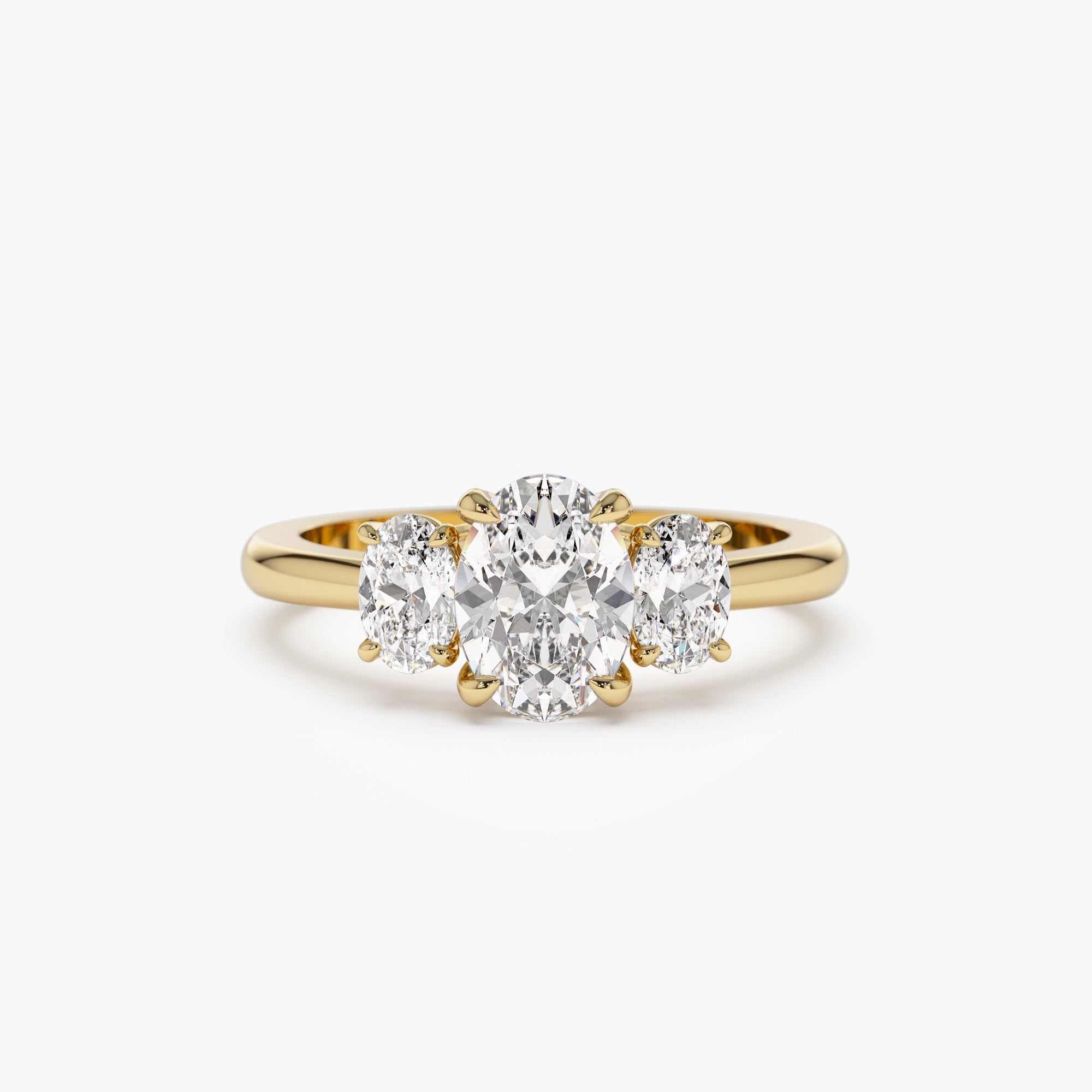 OBFJ1403 - 1.50 ctw 14k Oval Shape Lab Grown Diamond Three Stone Engagement Ring - Serena 1