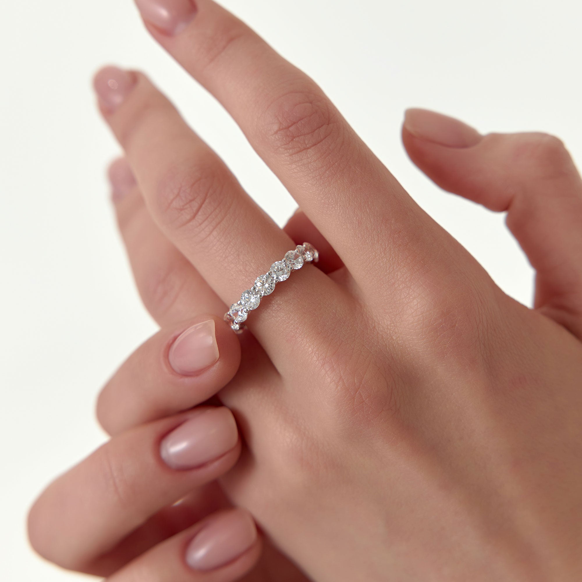 OBFJ1392 - 3.25 ctw 14k Prong Setting Full Eternity Round Lab Grown Diamond Ring - Luna 2