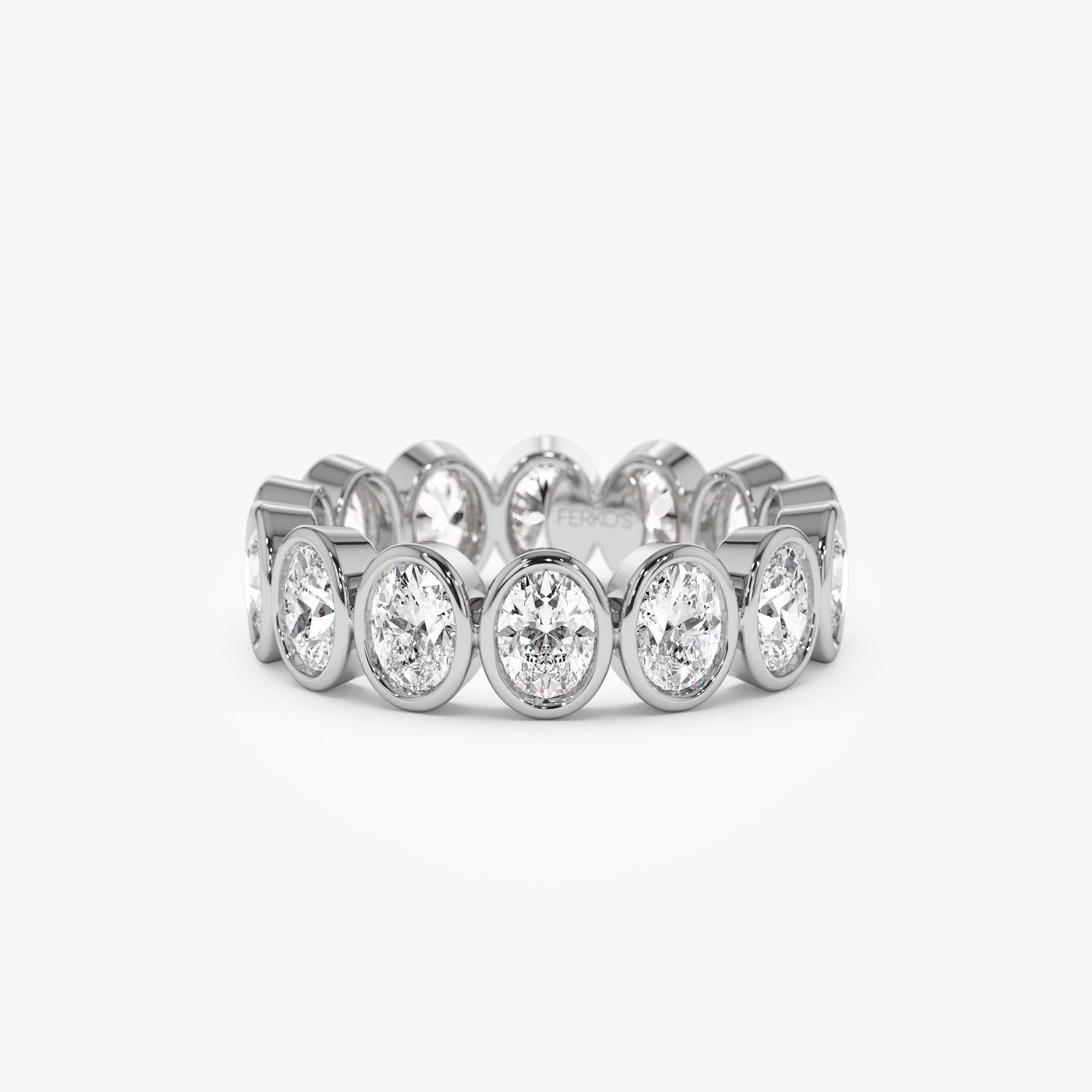 OBFJ0031 - 2.75 ctw 14k Bezel Setting Full Eternity Oval Shape Lab Grown Diamond Ring - Ella - 14K White Gold 1