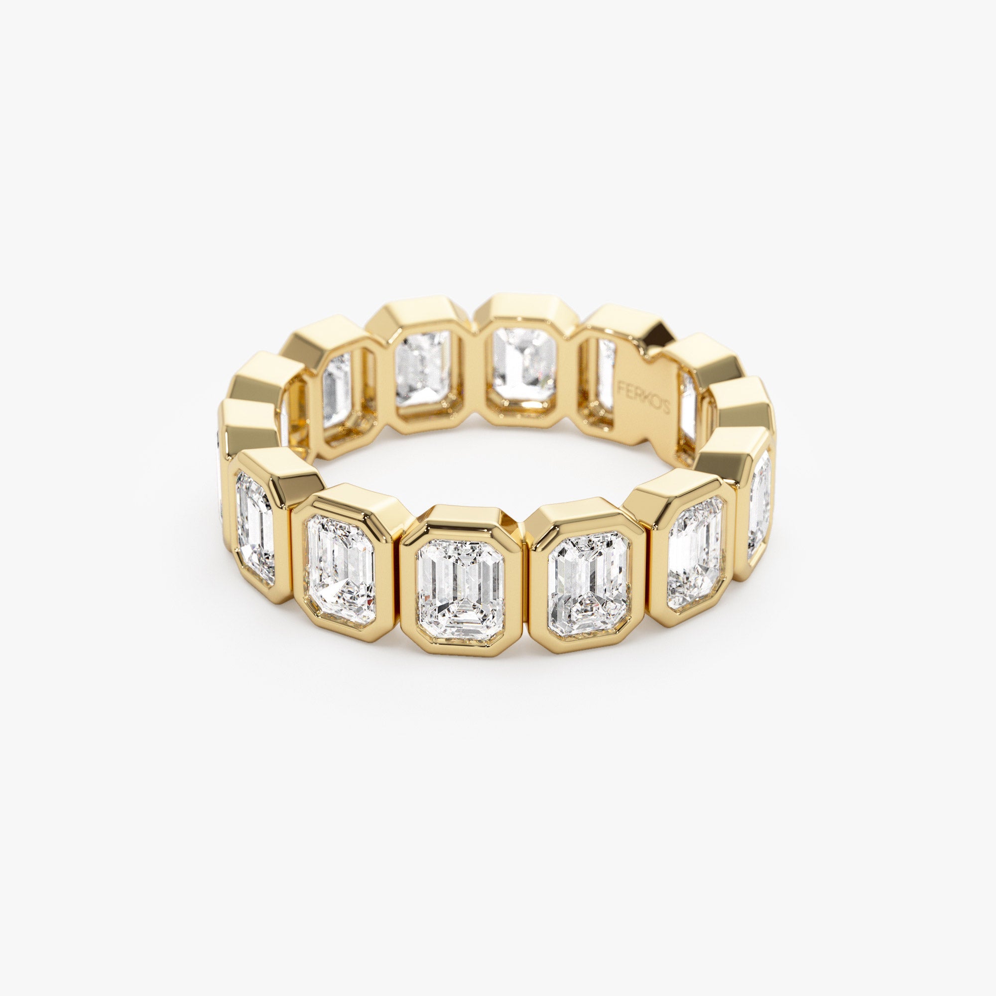 OBFJ1394 - 3.50 ctw 14k Bezel Setting Full Eternity Emerald Cut Lab Grown Diamond Wedding Ring - Nova 6