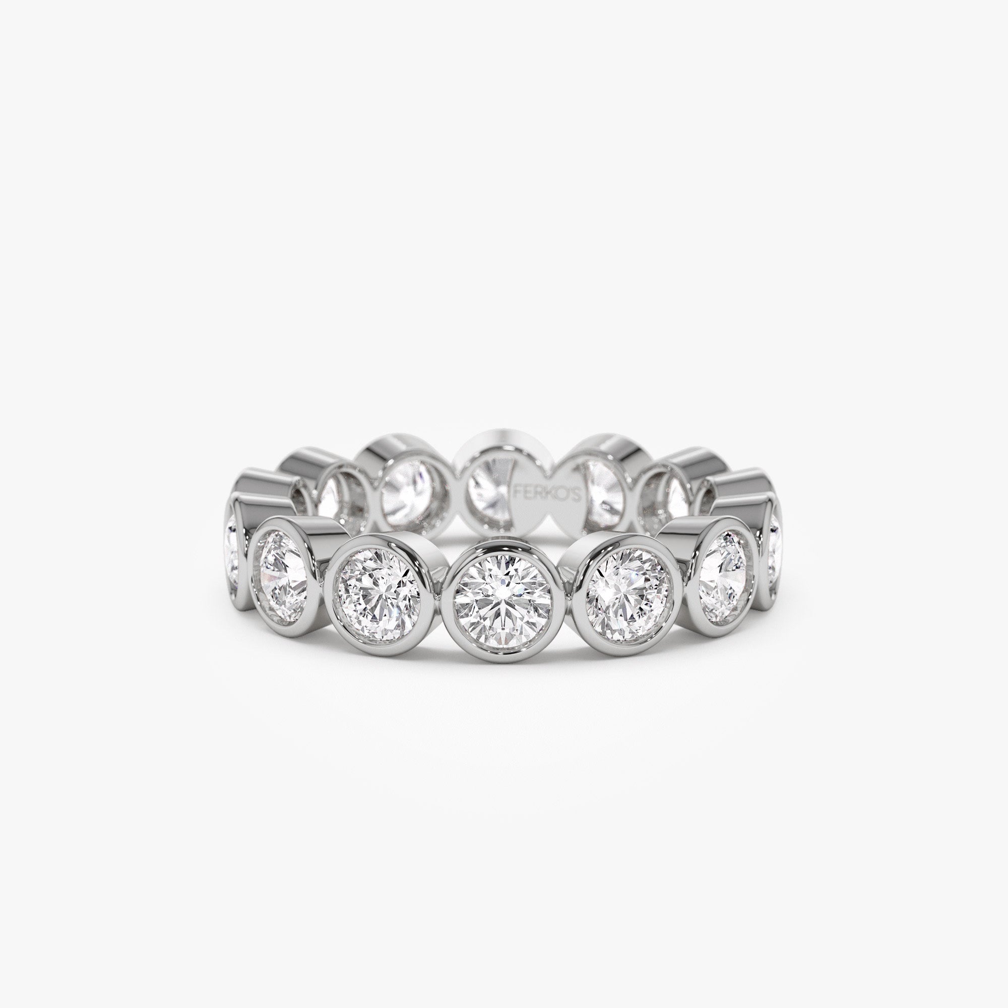OBFJ1393 - 2.95 ctw 14k Bezel Setting Full Eternity Round Lab Grown Diamond Ring - Camila 6