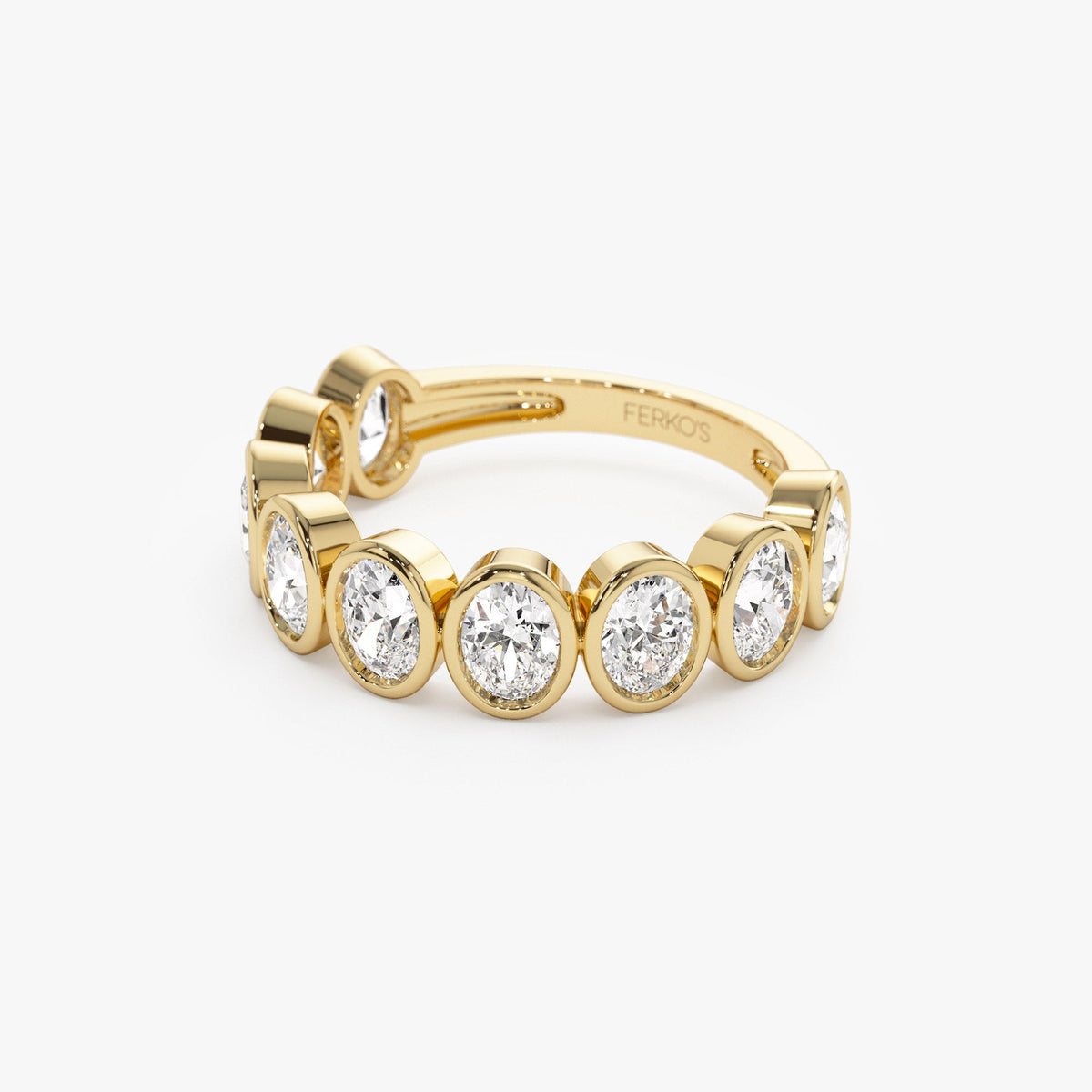 OBFJ1399 - 1.75 ctw Bezel Setting Nine Stone Oval Shape Lab Grown Diamond Ring - Sofia ring in selectable metal and diamond options - Roselle Jewelry view 8