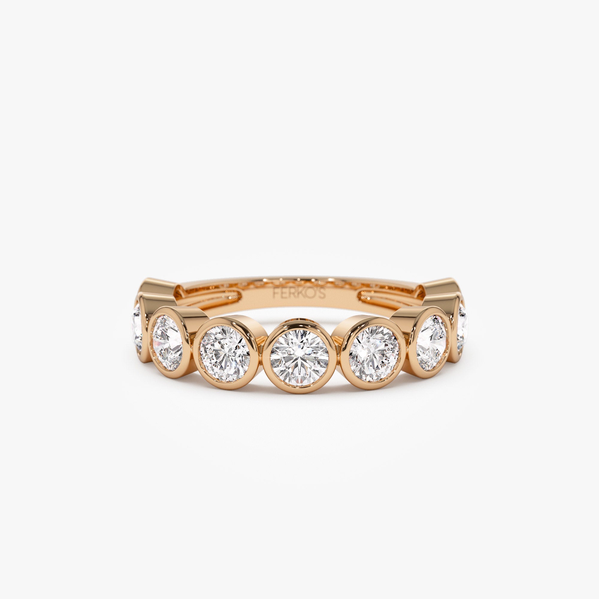 OBFJ1398 - 1.75 ctw 14k Bezel Setting Nine Stone Round Lab Grown Diamond Wedding Ring - Lily 7