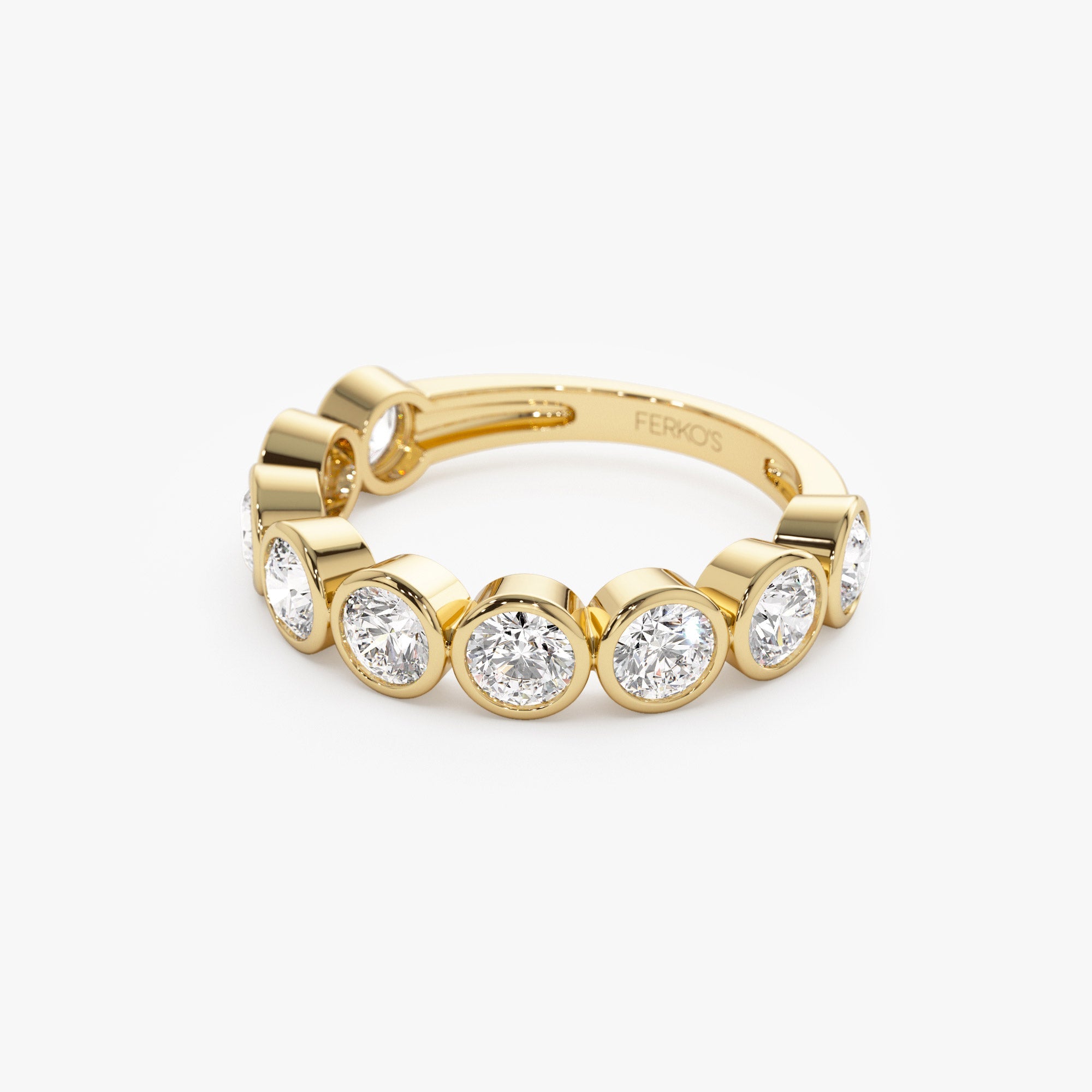 OBFJ1398 - 1.75 ctw 14k Bezel Setting Nine Stone Round Lab Grown Diamond Wedding Ring - Lily 8