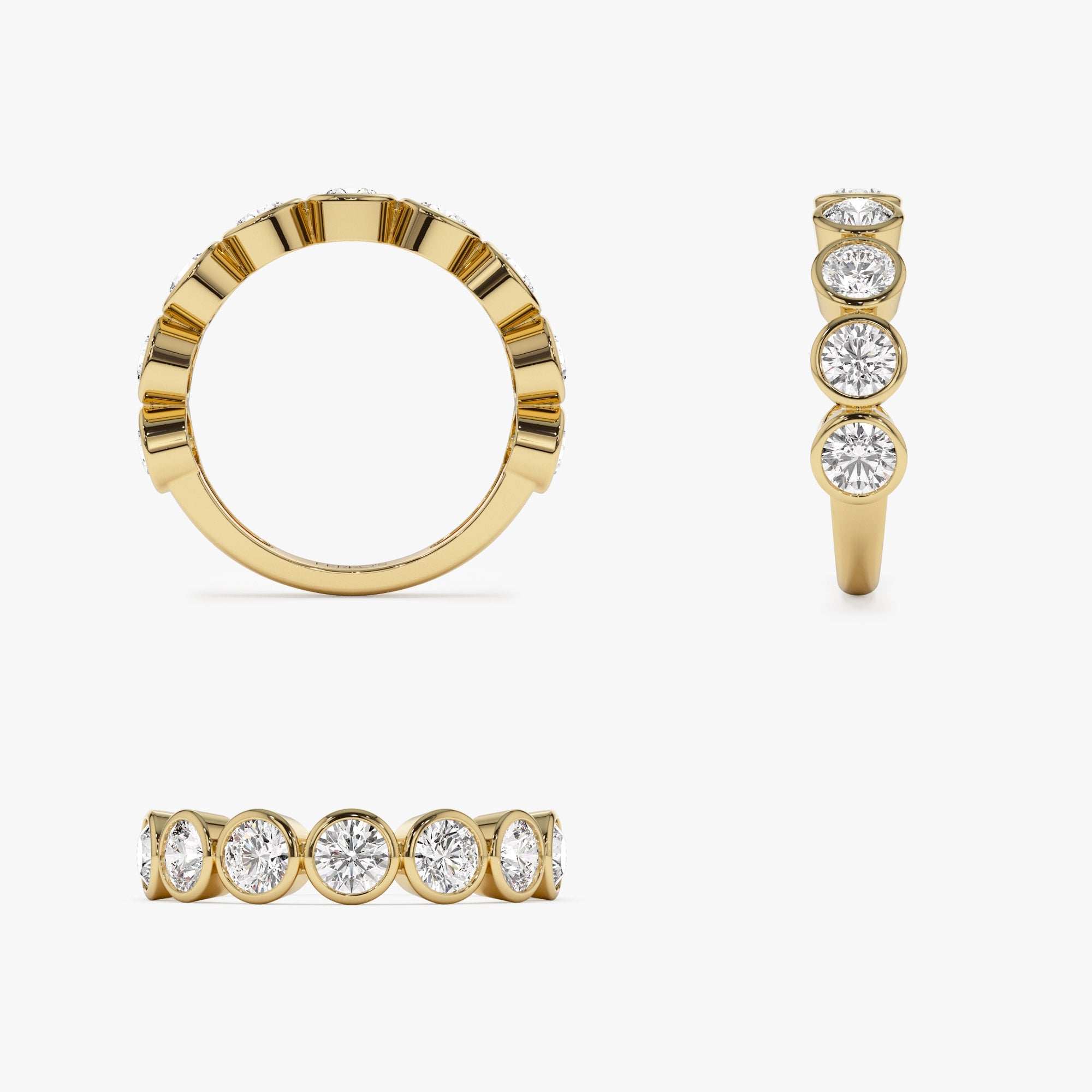 OBFJ1398 - 1.75 ctw 14k Bezel Setting Nine Stone Round Lab Grown Diamond Wedding Ring - Lily 9
