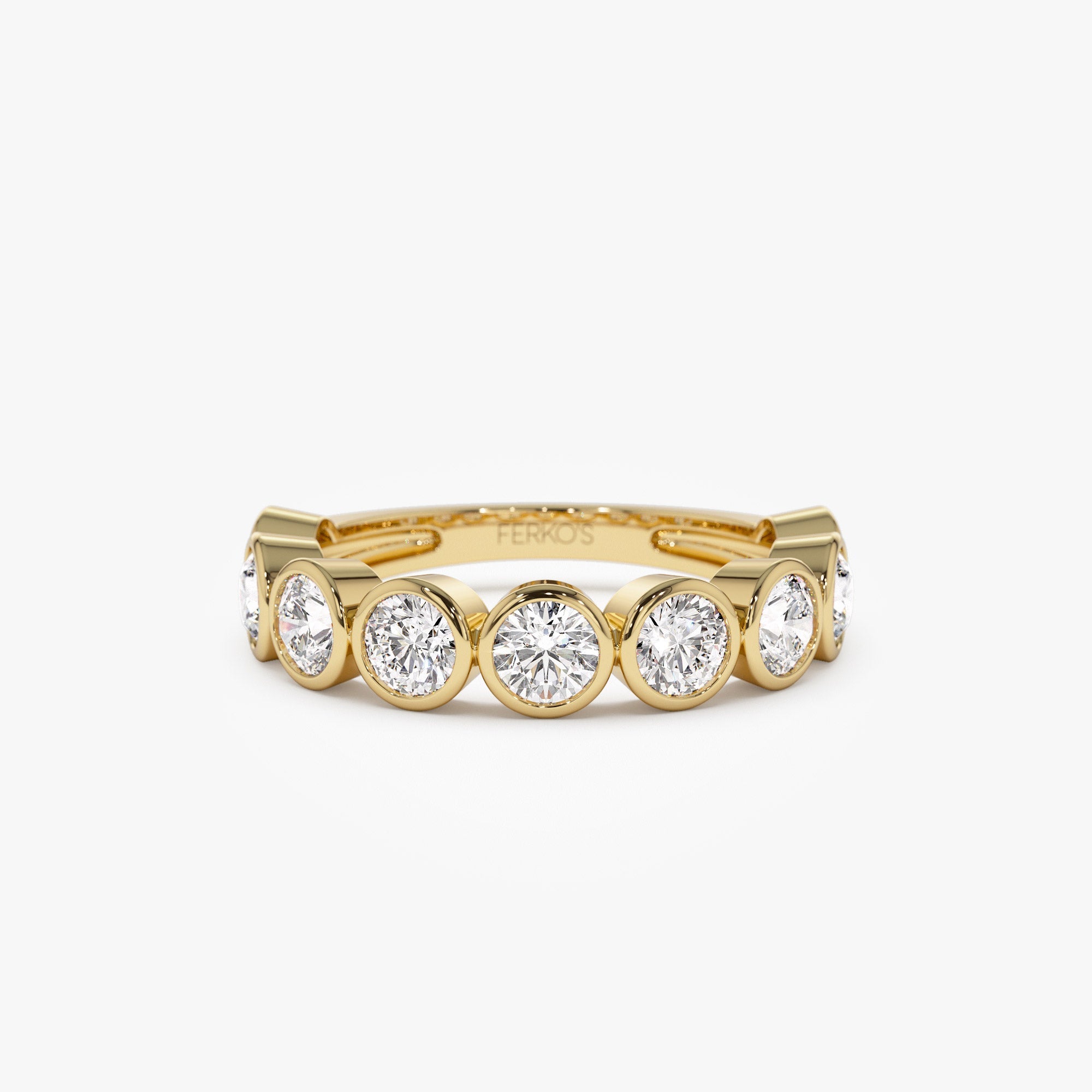 OBFJ1398 - 1.75 ctw 14k Bezel Setting Nine Stone Round Lab Grown Diamond Wedding Ring - Lily 1