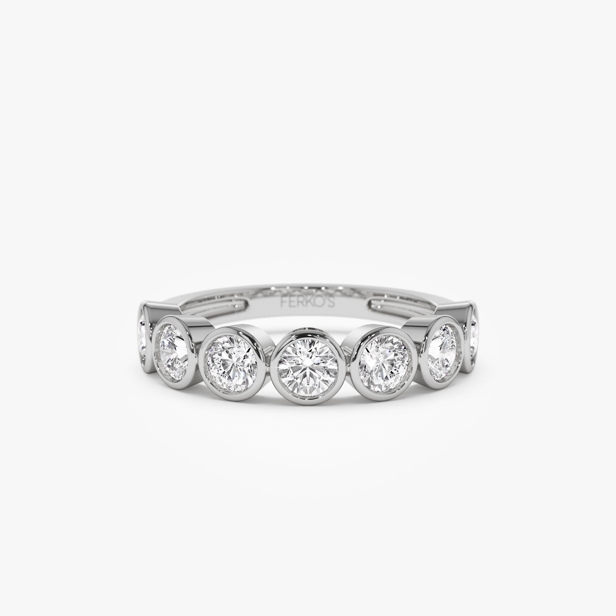 OBFJ0027 - 1.45 ctw 14k Bezel Setting Seven Stone Round Lab Grown Diamond Ring - Mila - 14K White Gold 1