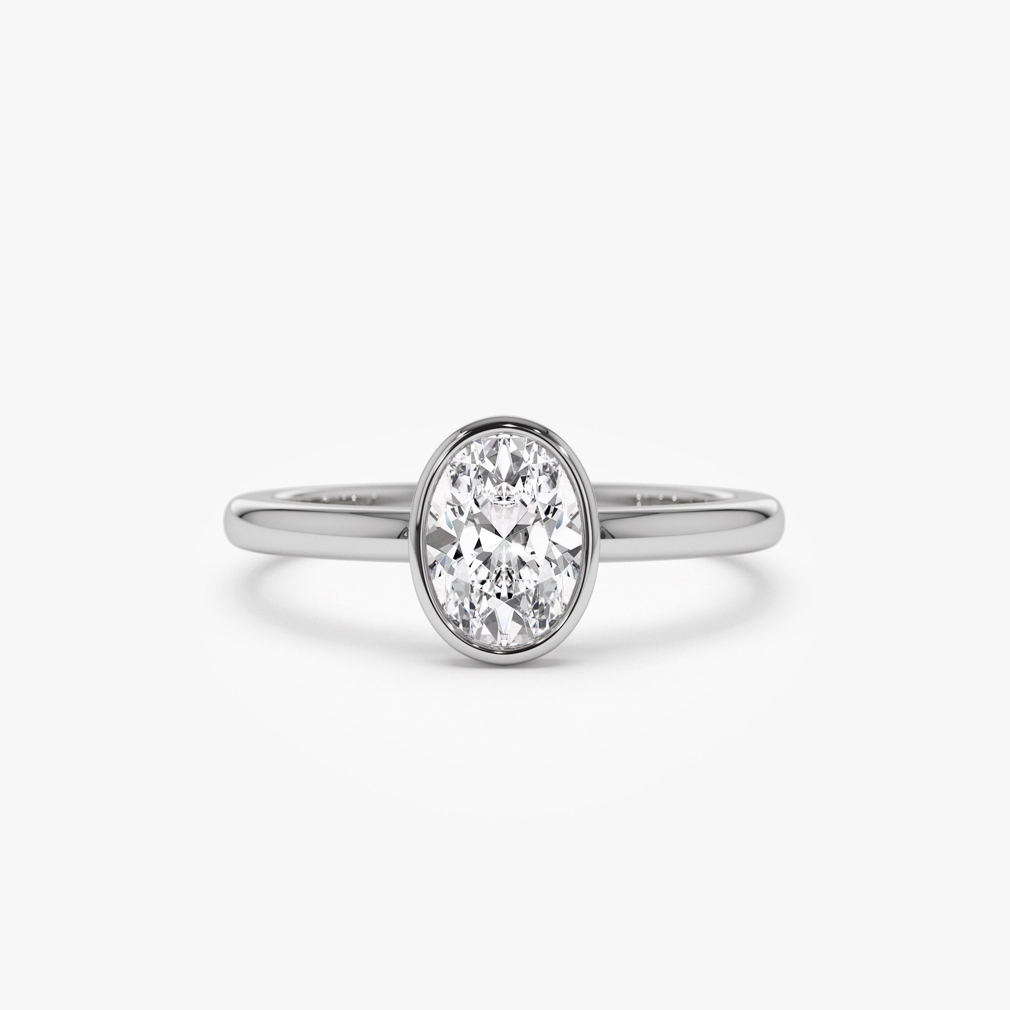 OBFJ1390 - 0.75 - 1.50 ctw 14k Bezel Setting Oval Shaped Lab Grown Diamond Engagement Ring - Cora 2