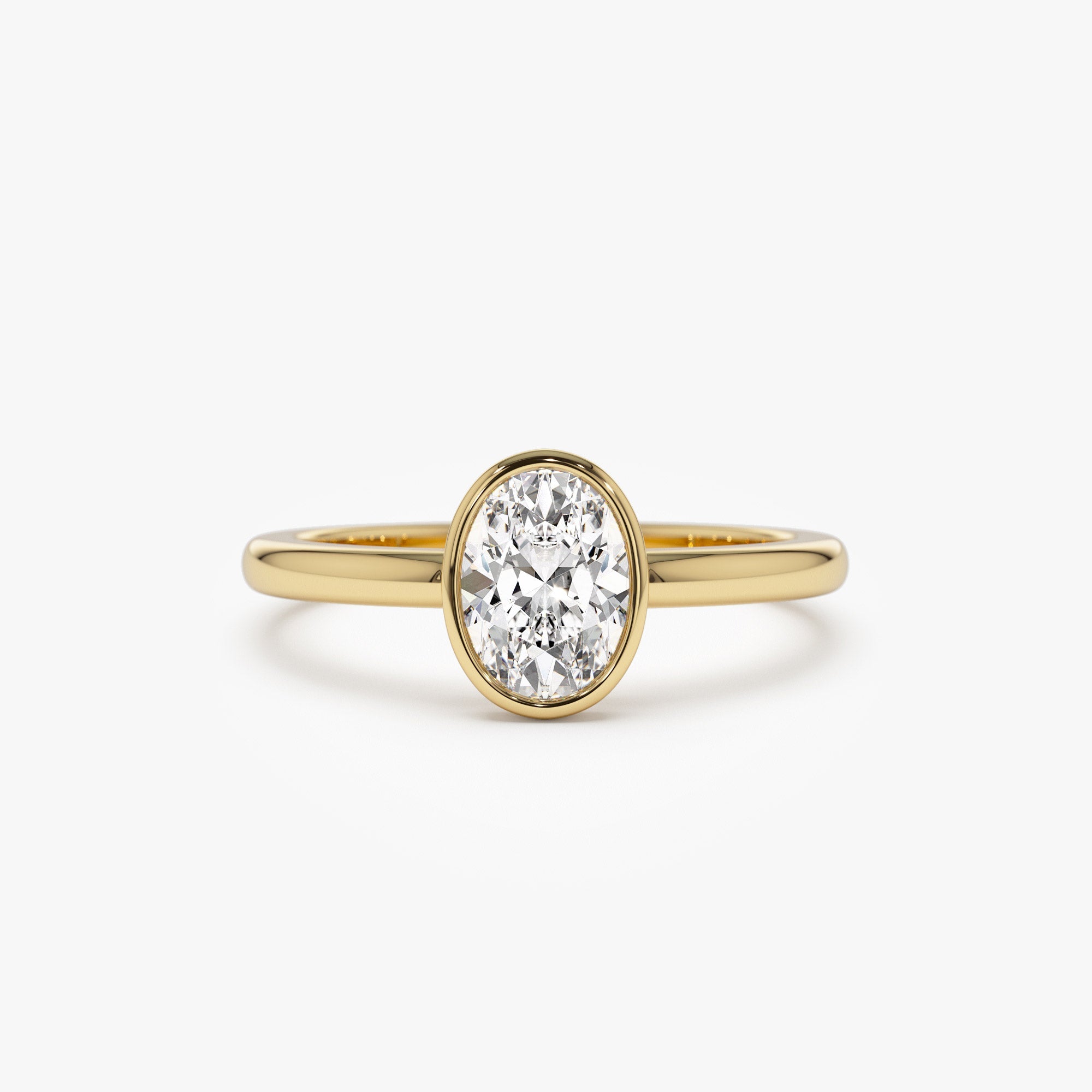 OBFJ1390 - 0.75 - 1.50 ctw 14k Bezel Setting Oval Shaped Lab Grown Diamond Engagement Ring - Cora 1