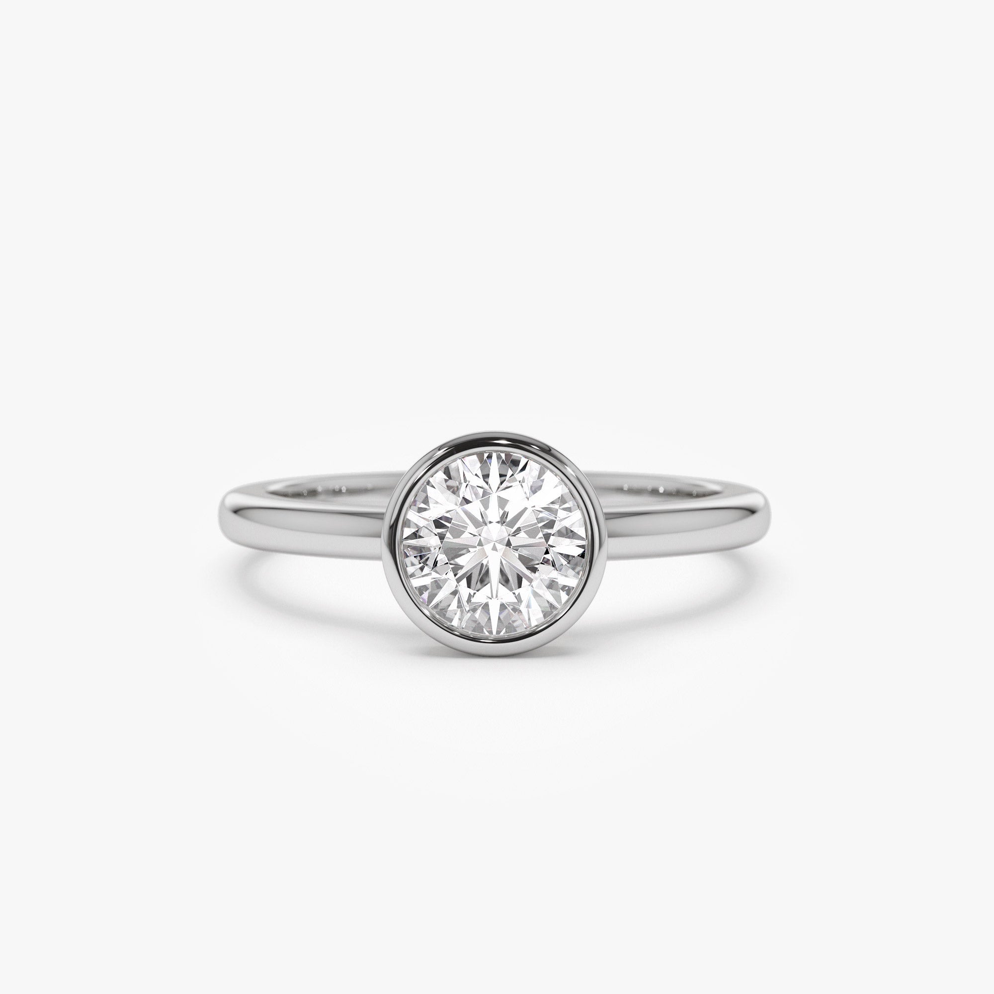 OBFJ1388 - 0.75 - 1.50 ctw 14k Bezel Setting Round Shape Lab Grown Diamond Engagement Ring - Lydia 2