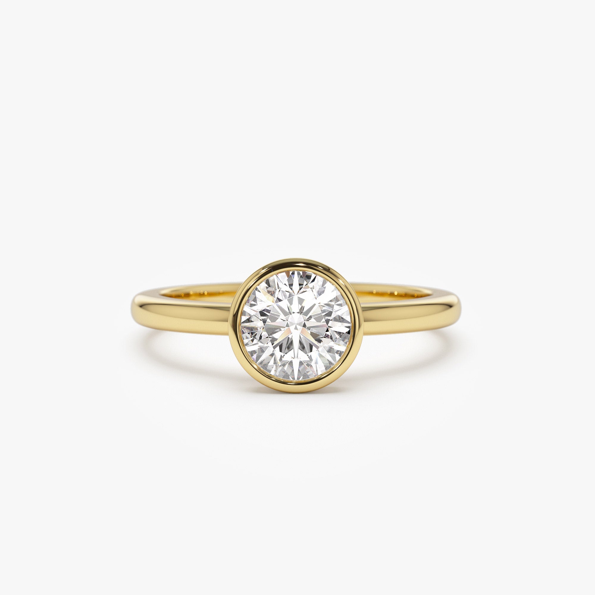 OBFJ1388 - 0.75 - 1.50 ctw 14k Bezel Setting Round Shape Lab Grown Diamond Engagement Ring - Lydia 1