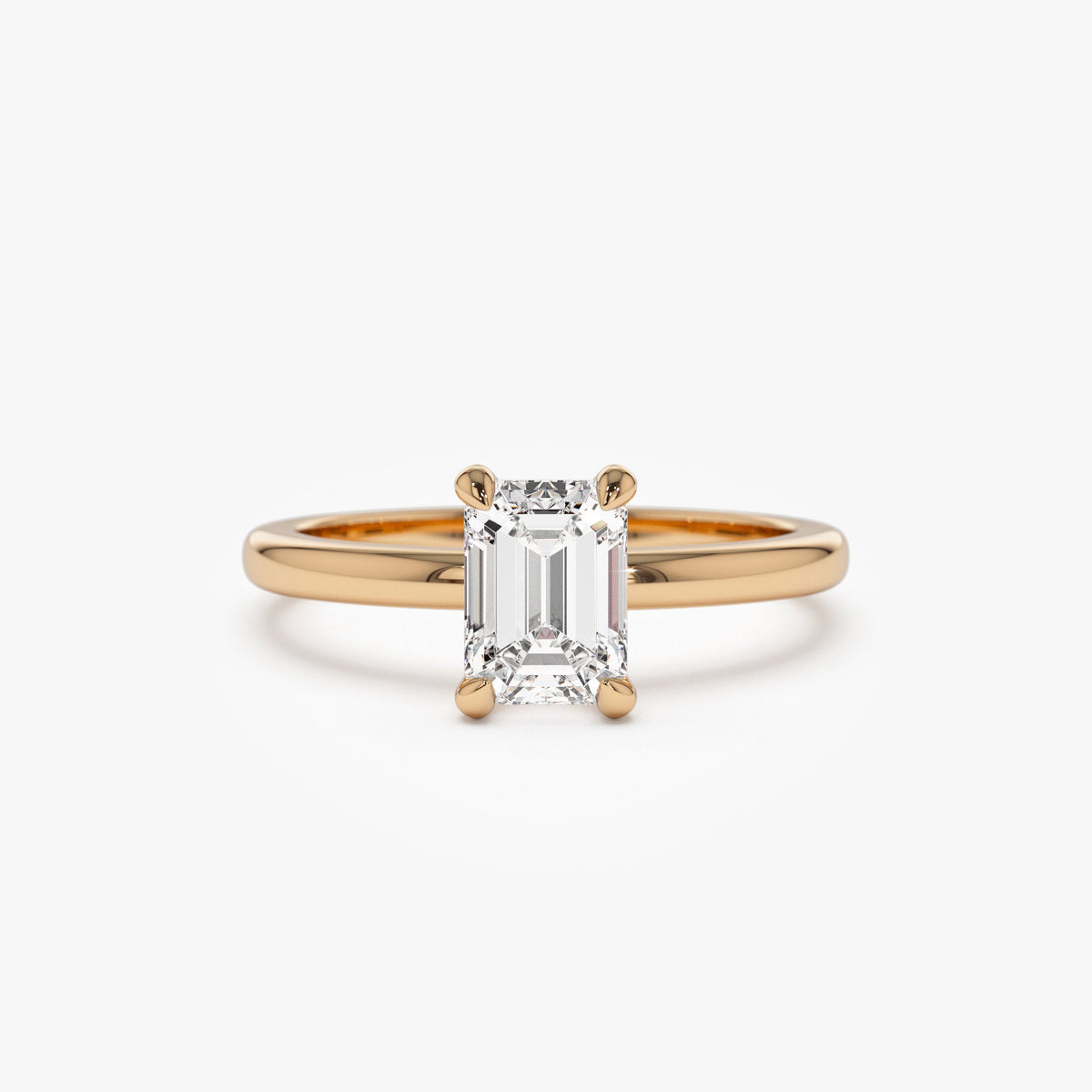 OBFJ1386 - 0.75 - 1.50 ctw Four Prong Setting Emerald Cut Lab Grown Diamond Engagement Ring - Esther ring in selectable metal and diamond options - Roselle Jewelry view 5