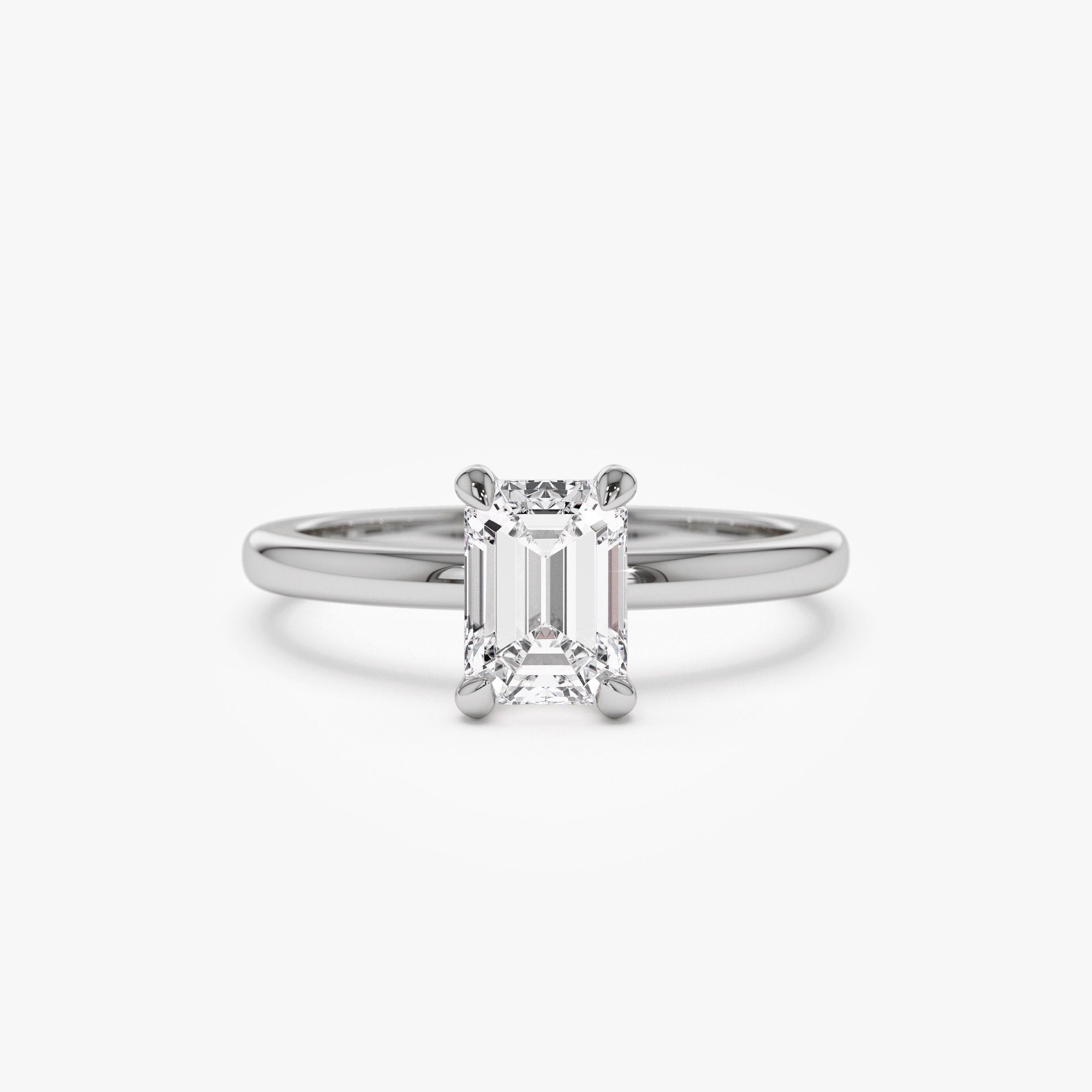 OBFJ1386 - 0.75 - 1.50 ctw Four Prong Setting Emerald Cut Lab Grown Diamond Engagement Ring - Esther ring in selectable metal and diamond options - Roselle Jewelry view 4