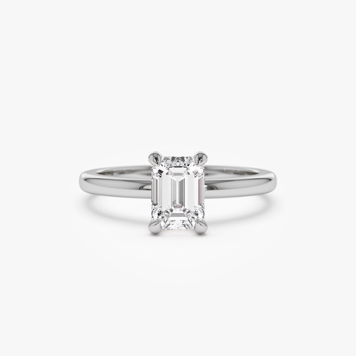 OBFJ1386 - 0.75 - 1.50 ctw Four Prong Setting Emerald Cut Lab Grown Diamond Engagement Ring - Esther ring in selectable metal and diamond options - Roselle Jewelry view 4