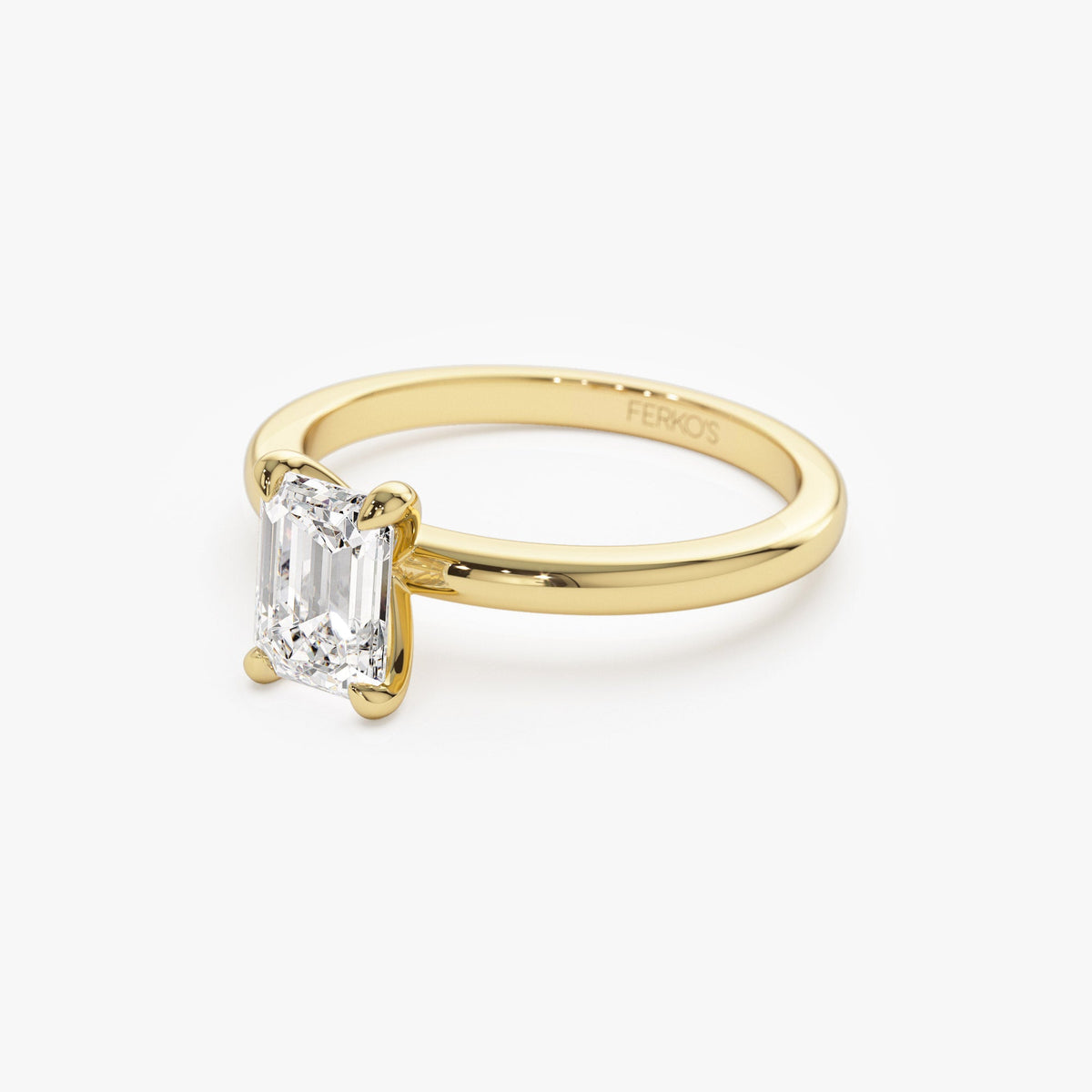 OBFJ1386 - 0.75 - 1.50 ctw Four Prong Setting Emerald Cut Lab Grown Diamond Engagement Ring - Esther ring in selectable metal and diamond options - Roselle Jewelry view 6
