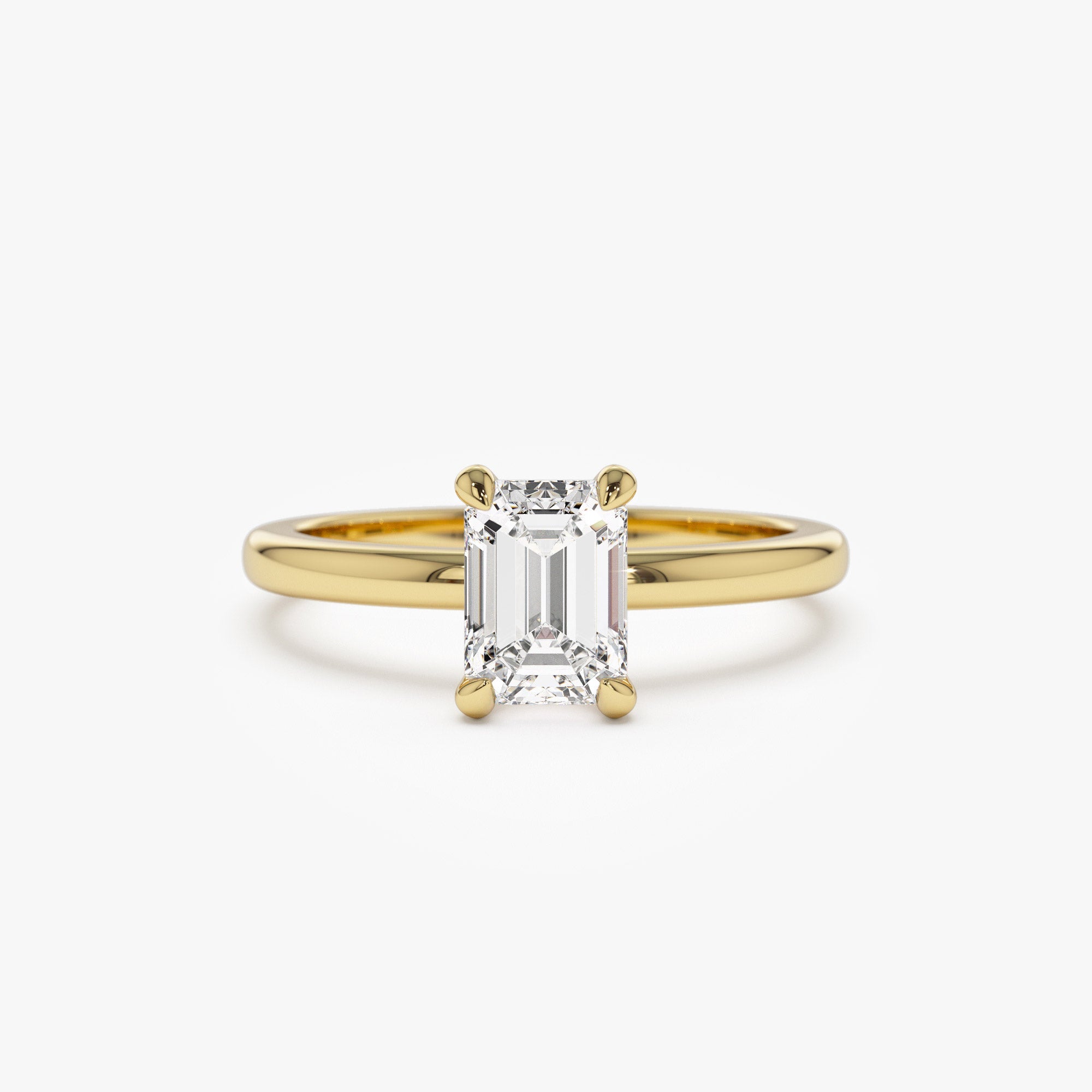OBFJ1386 - 0.75 - 1.50 ctw Four Prong Setting Emerald Cut Lab Grown Diamond Engagement Ring - Esther ring in selectable metal and diamond options - Roselle Jewelry view 1