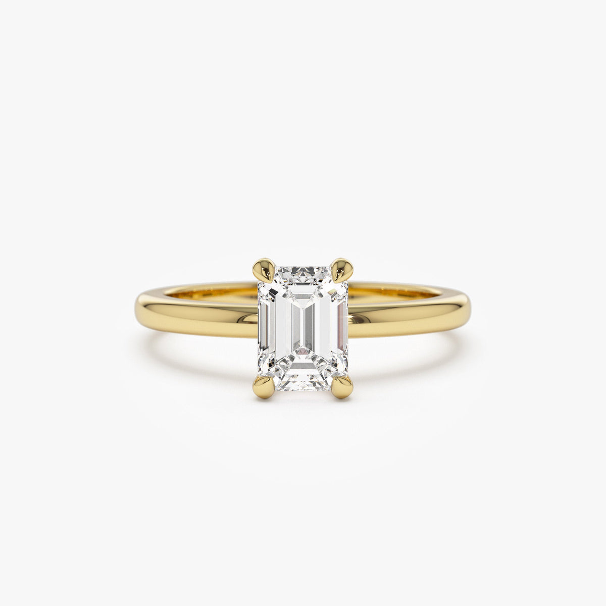 OBFJ1386 - 0.75 - 1.50 ctw Four Prong Setting Emerald Cut Lab Grown Diamond Engagement Ring - Esther ring in selectable metal and diamond options - Roselle Jewelry view 1