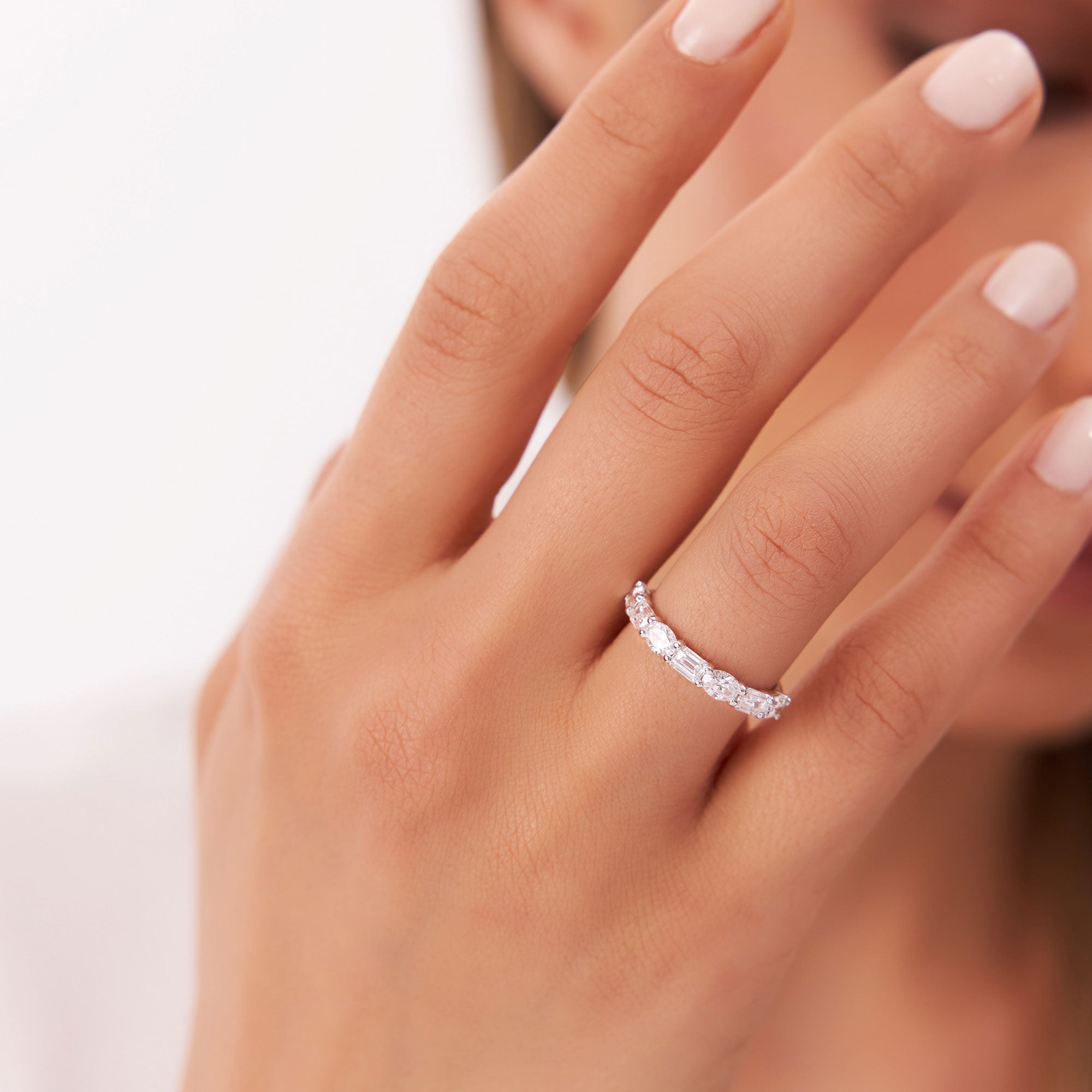 OBFJ1174 - 1.30 ctw 14k East West Prong Setting Seven Stone Oval &  Emerald Cut Lab Grown Diamond Ring - Jayleen 4