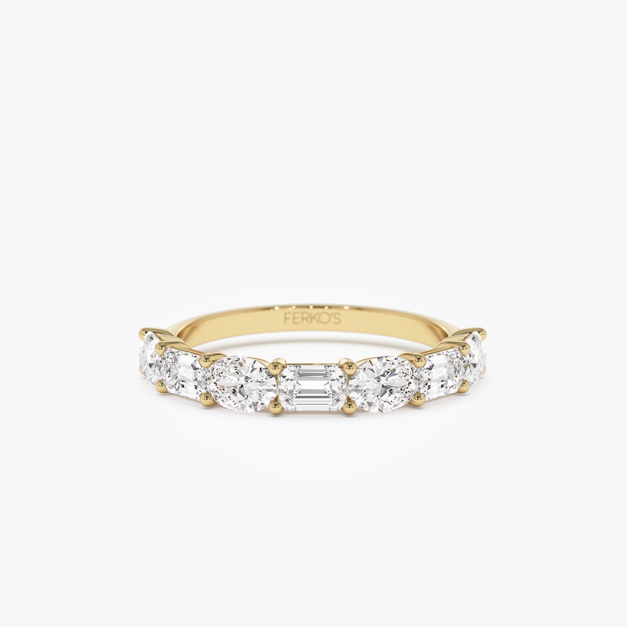OBFJ1174 - 1.30 ctw 14k East West Prong Setting Seven Stone Oval &  Emerald Cut Lab Grown Diamond Ring - Jayleen 1